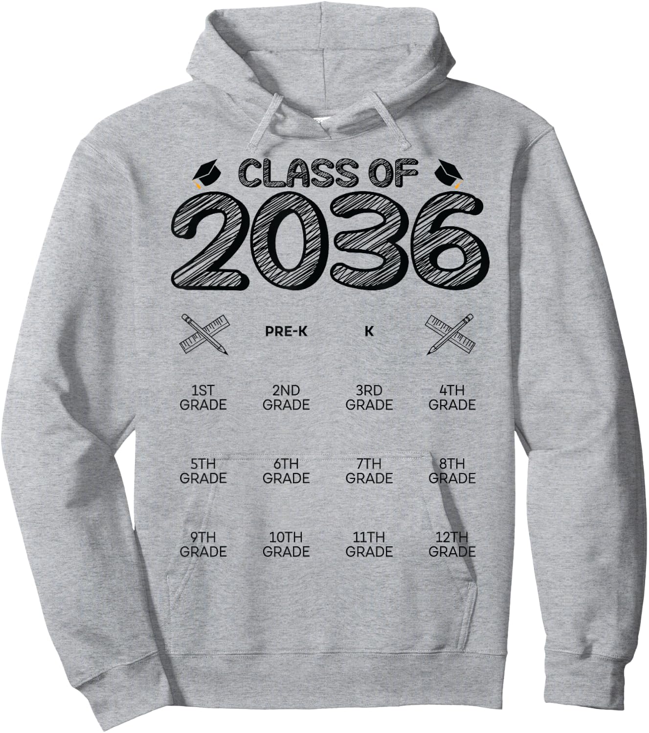 Class of 2036 Grow With Me Hoodie - Hoodie | Ash