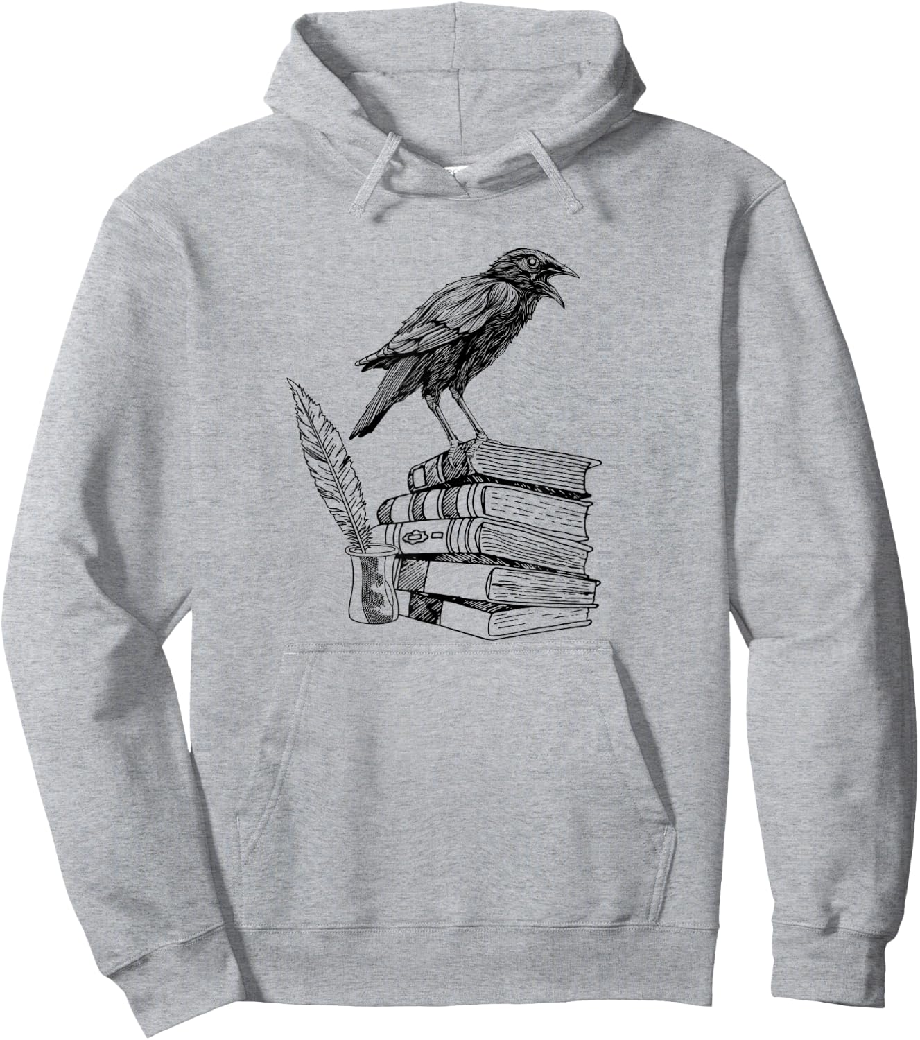 Dark Academia Aesthetic Raven Crow On Old Vintage Books Hoodie - Hoodie | Ash