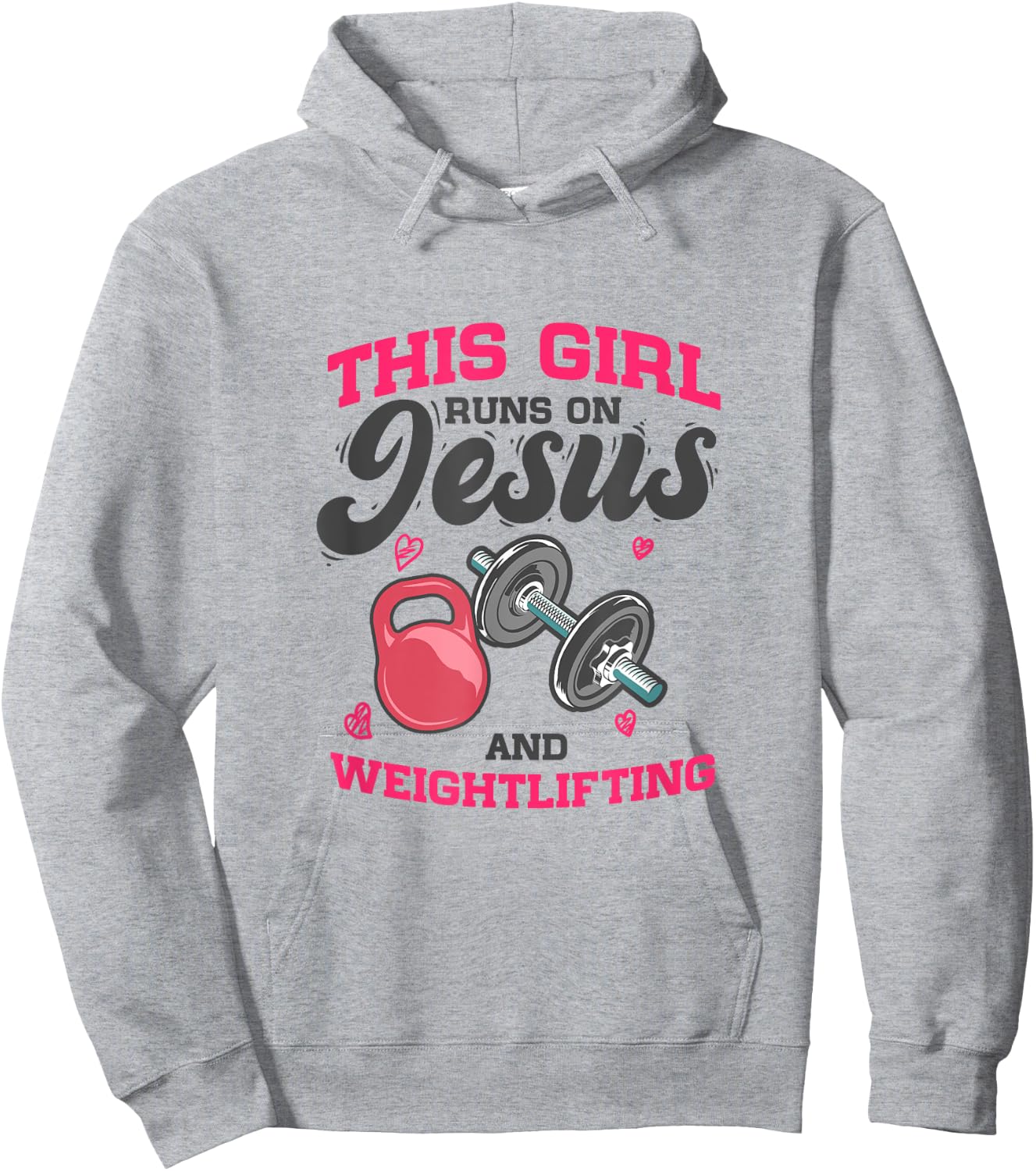 Workout Fitness - This Girl Runs On Jesus And Weightlifting Hoodie - Hoodie | Ash