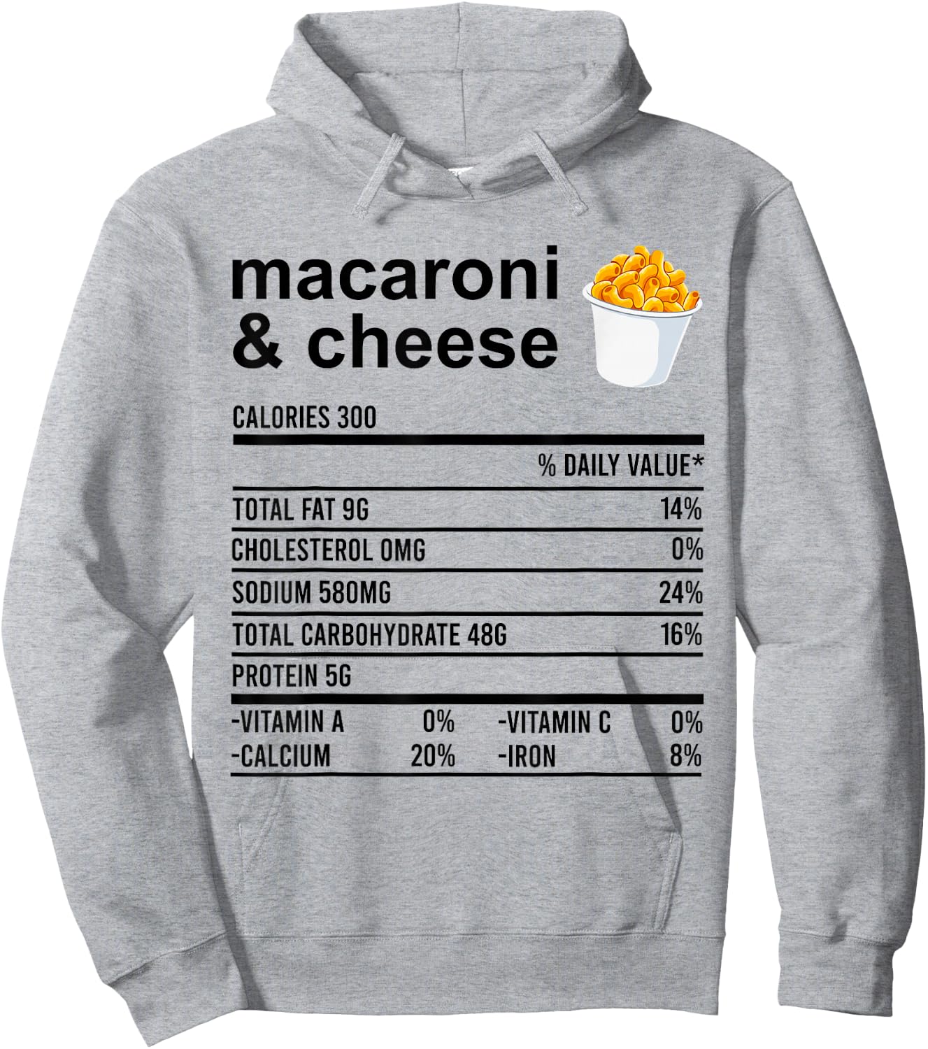 Funny Nutrition Facts Thanksgiving Apparel Macaroni & Cheese Hoodie - Hoodie | Ash
