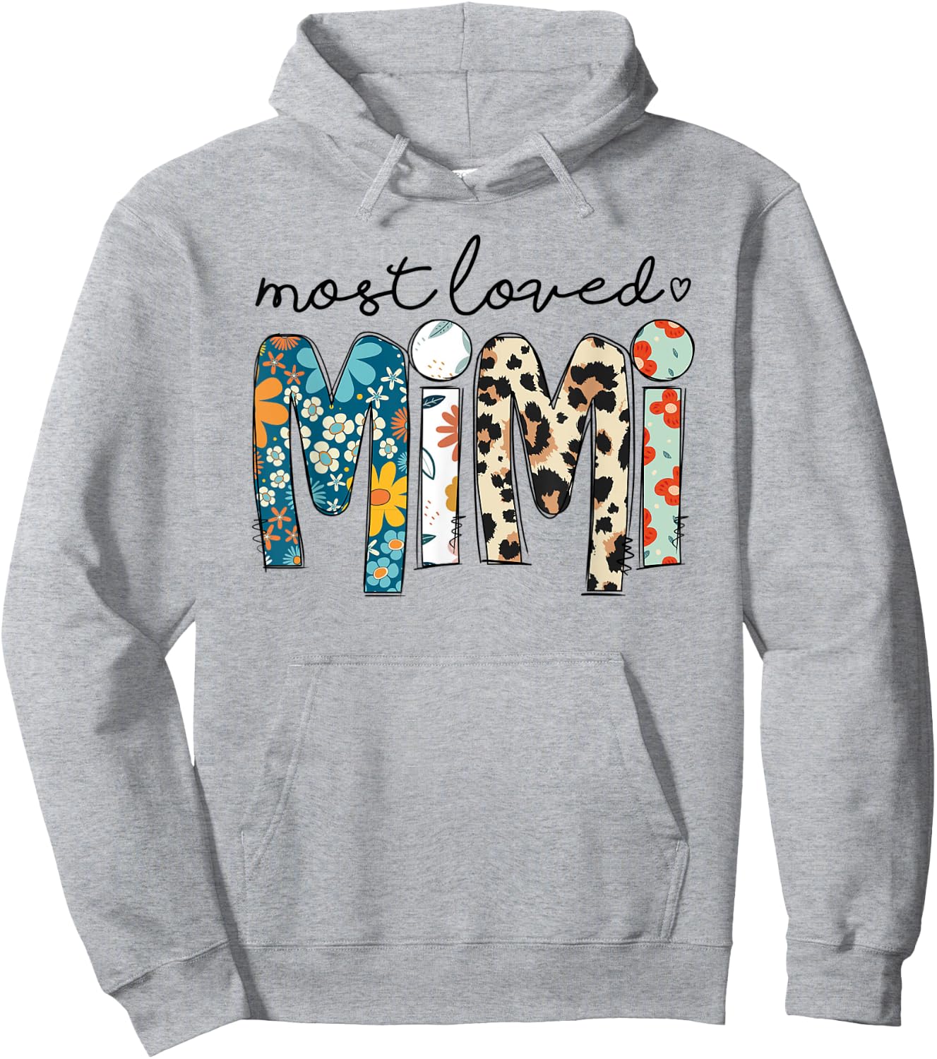 Most Loved Mimi Leopard Floral Funny Mothers Day Hoodie - Hoodie | Ash