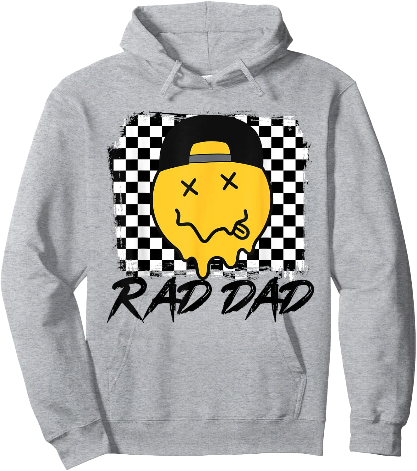 Rad Dad Funny Checkered Father's Day Smile Face Hoodie - Hoodie | Ash