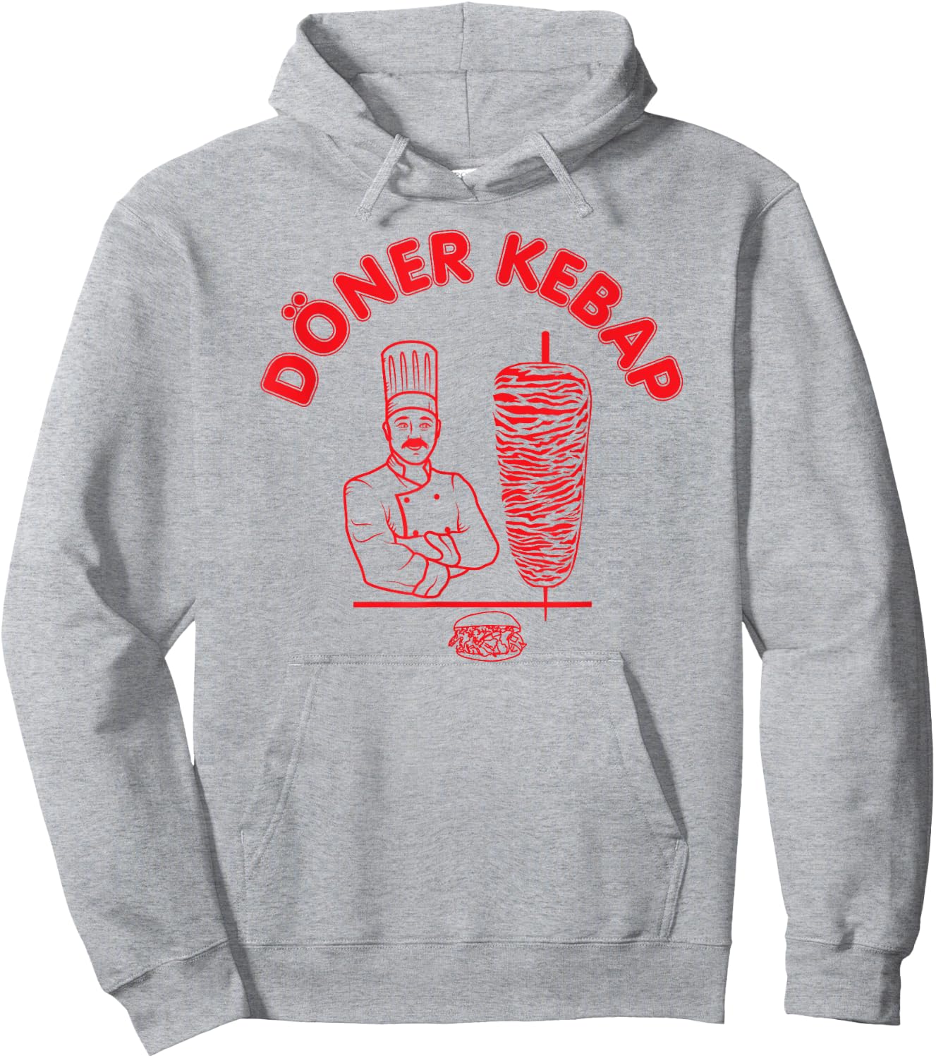 Döner Kebap Shirt, Kebab Cook & Kebab Skewer & Sandwich Logo Hoodie - Hoodie | Ash