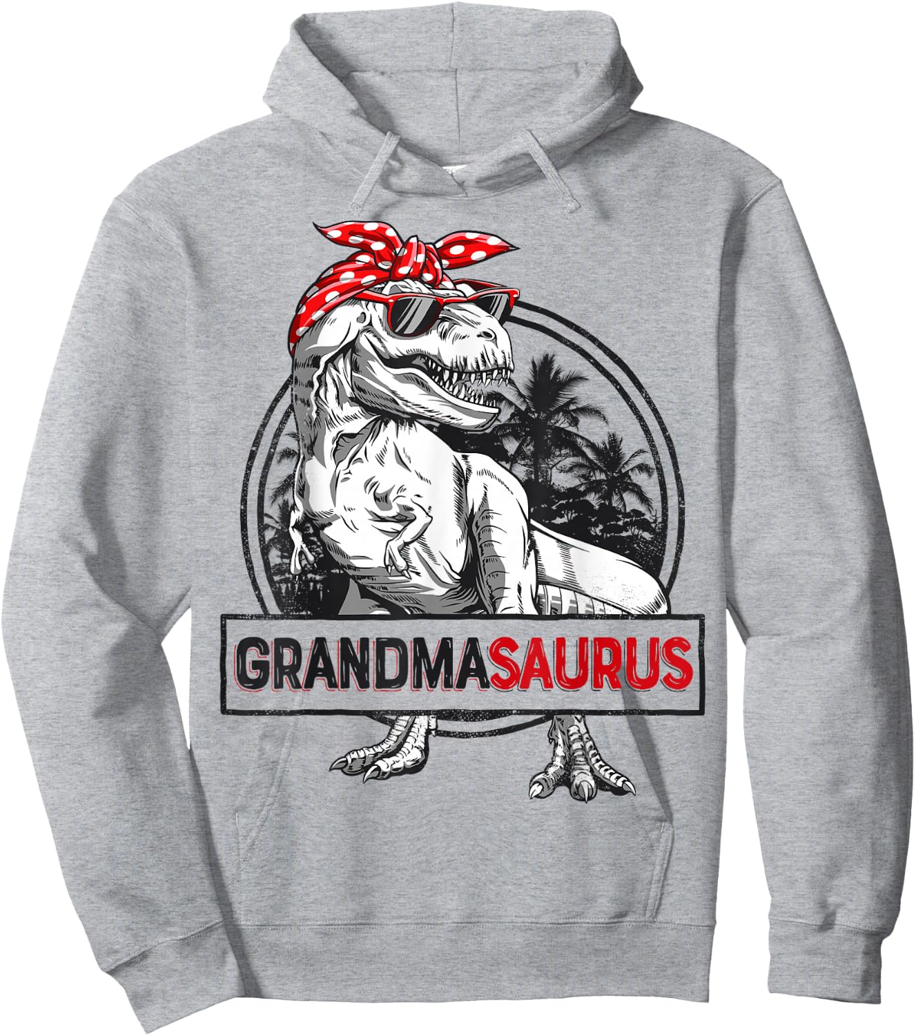 Grandmasaurus T rex Dinosaur Grandma Saurus Mother's Family Hoodie - Hoodie | Ash
