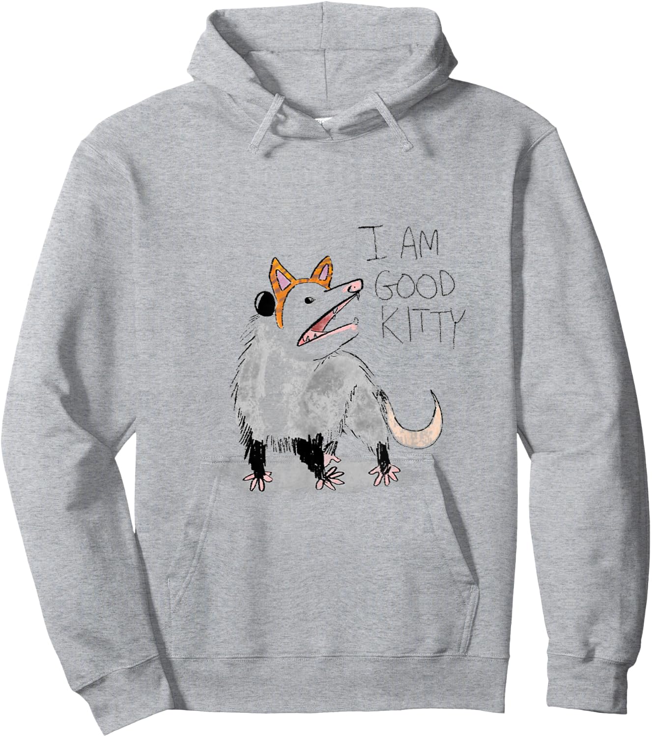 I AM GOOD KITTY Opossum Hoodie - Hoodie | Ash