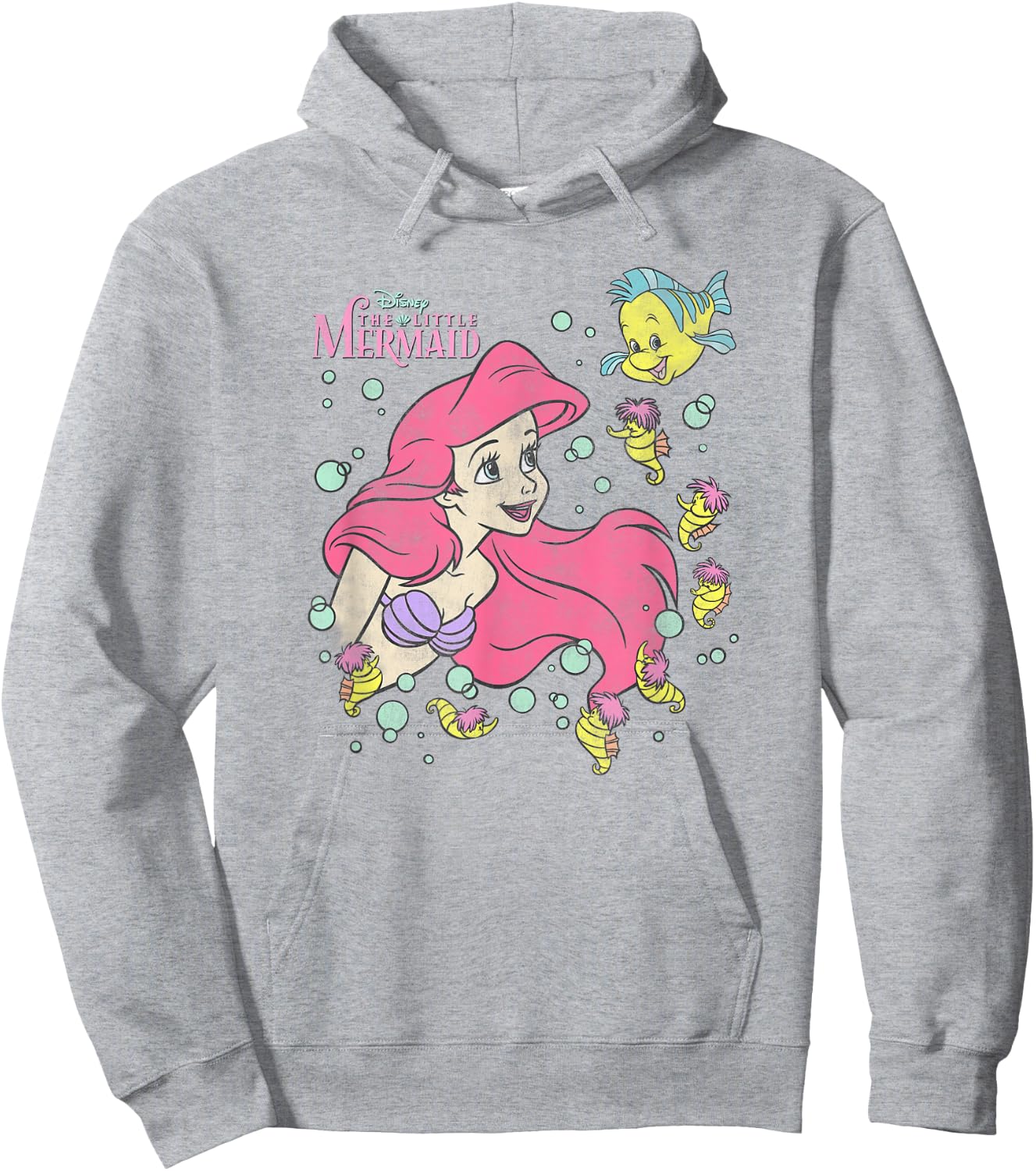 Disney The Little Mermaid Ariel and Flounder Bubble Poster Hoodie - Hoodie | Ash