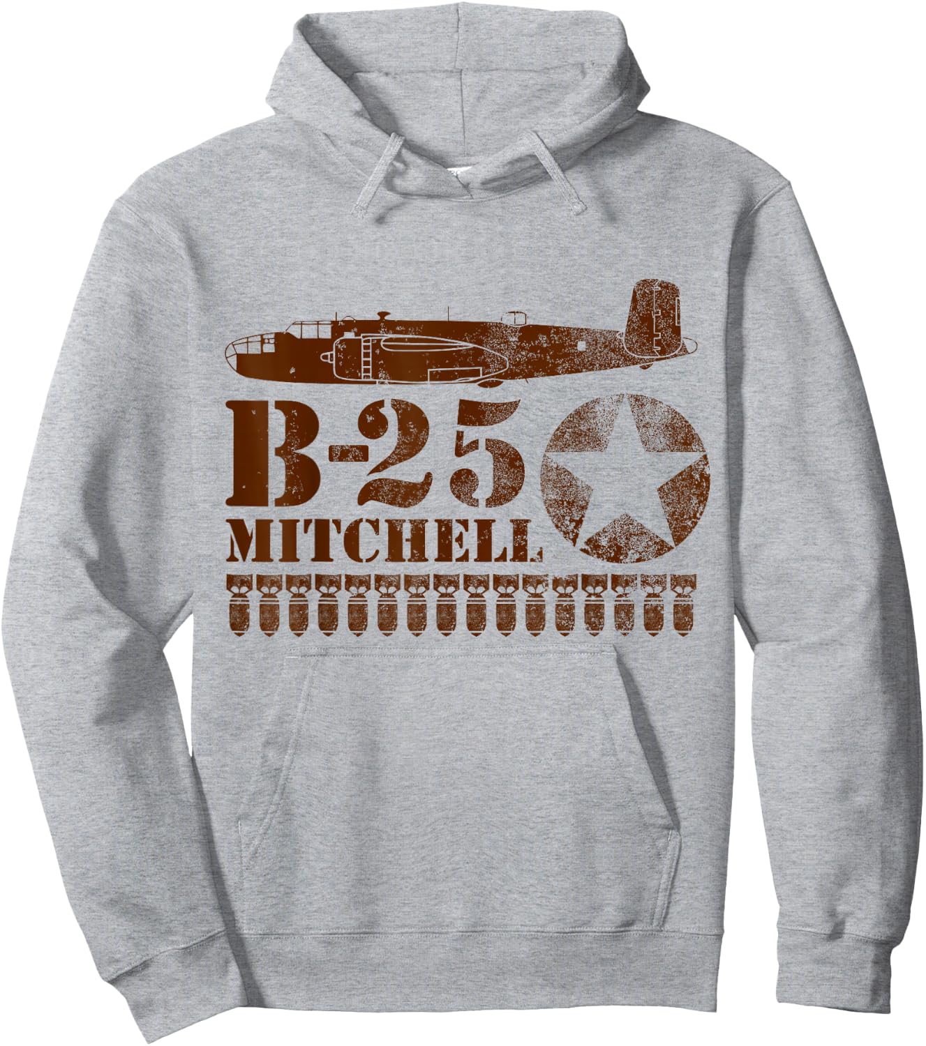 WW2 Bomber Air Force T shirt - B-25 Mitchell Hoodie - Hoodie | Ash