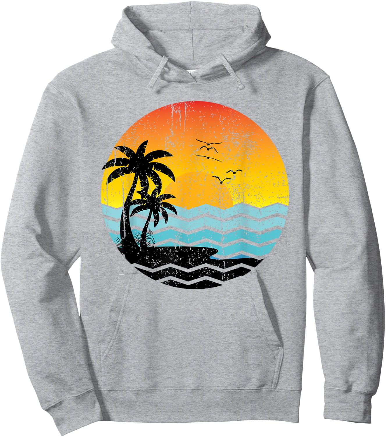 Summer Vacation Palm Trees Retro Sunset Tropical Summer Women Kids Hoodie - Hoodie | Ash