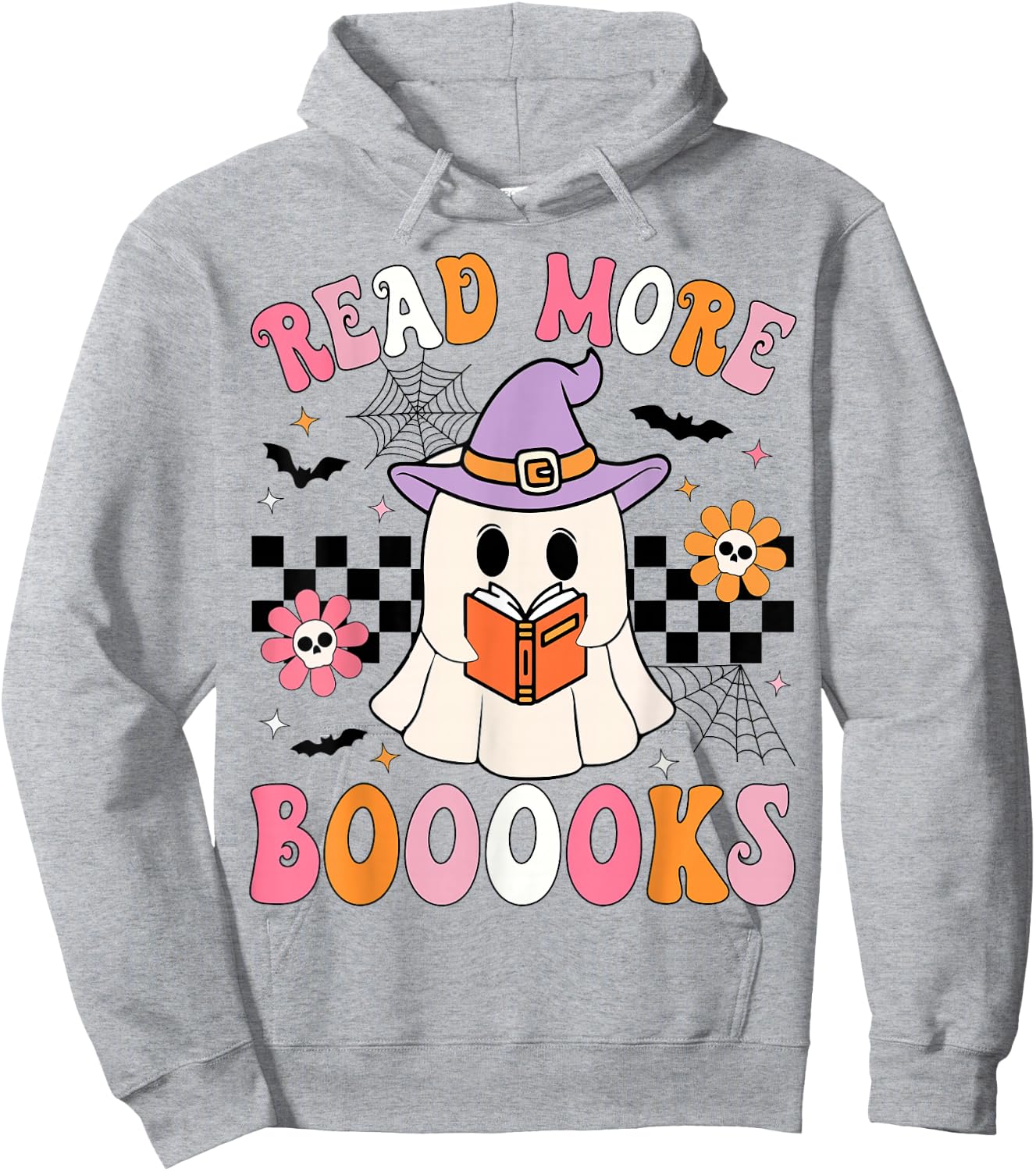 Groovy Booooks Ghost Read More Books Funny Teacher Halloween Hoodie - Hoodie | Ash