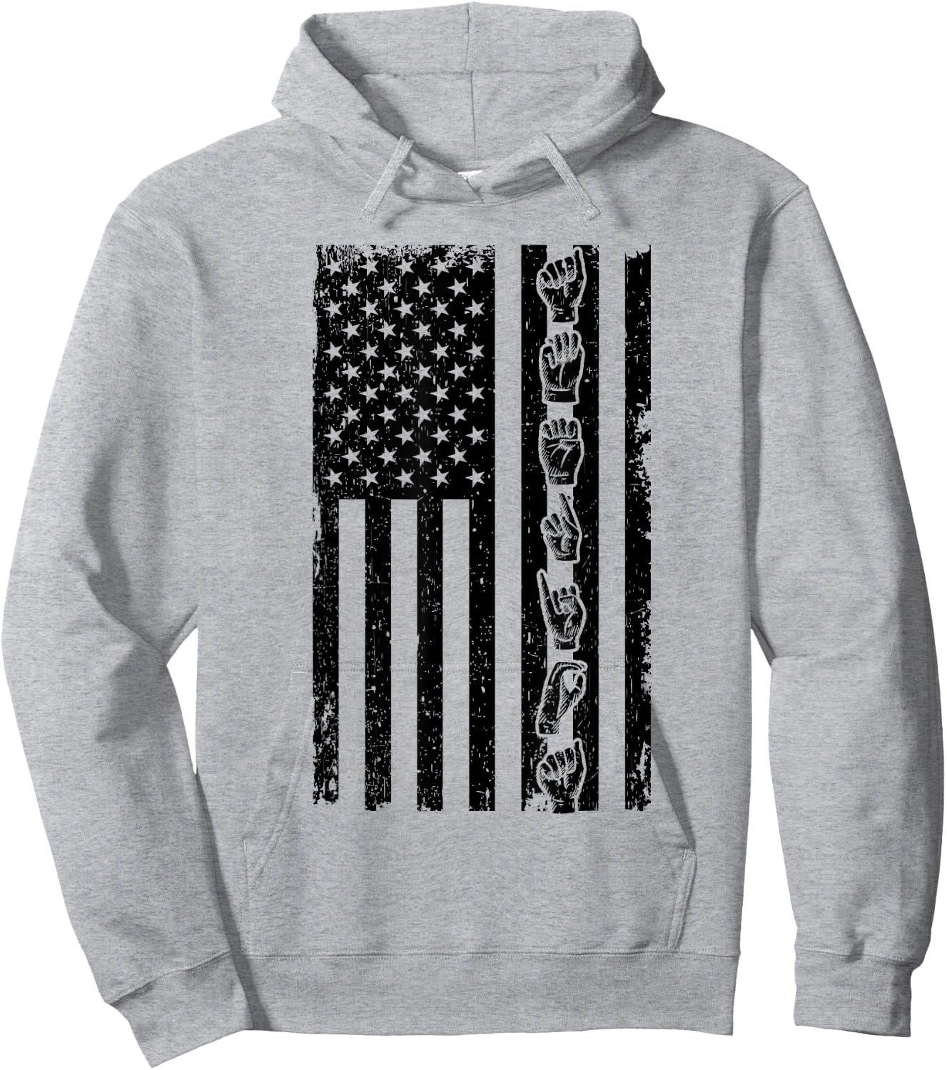 ASL Flag - Sign Language Gift Deaf Gift ASL Teacher Gift Women Hoodie - Hoodie | Ash