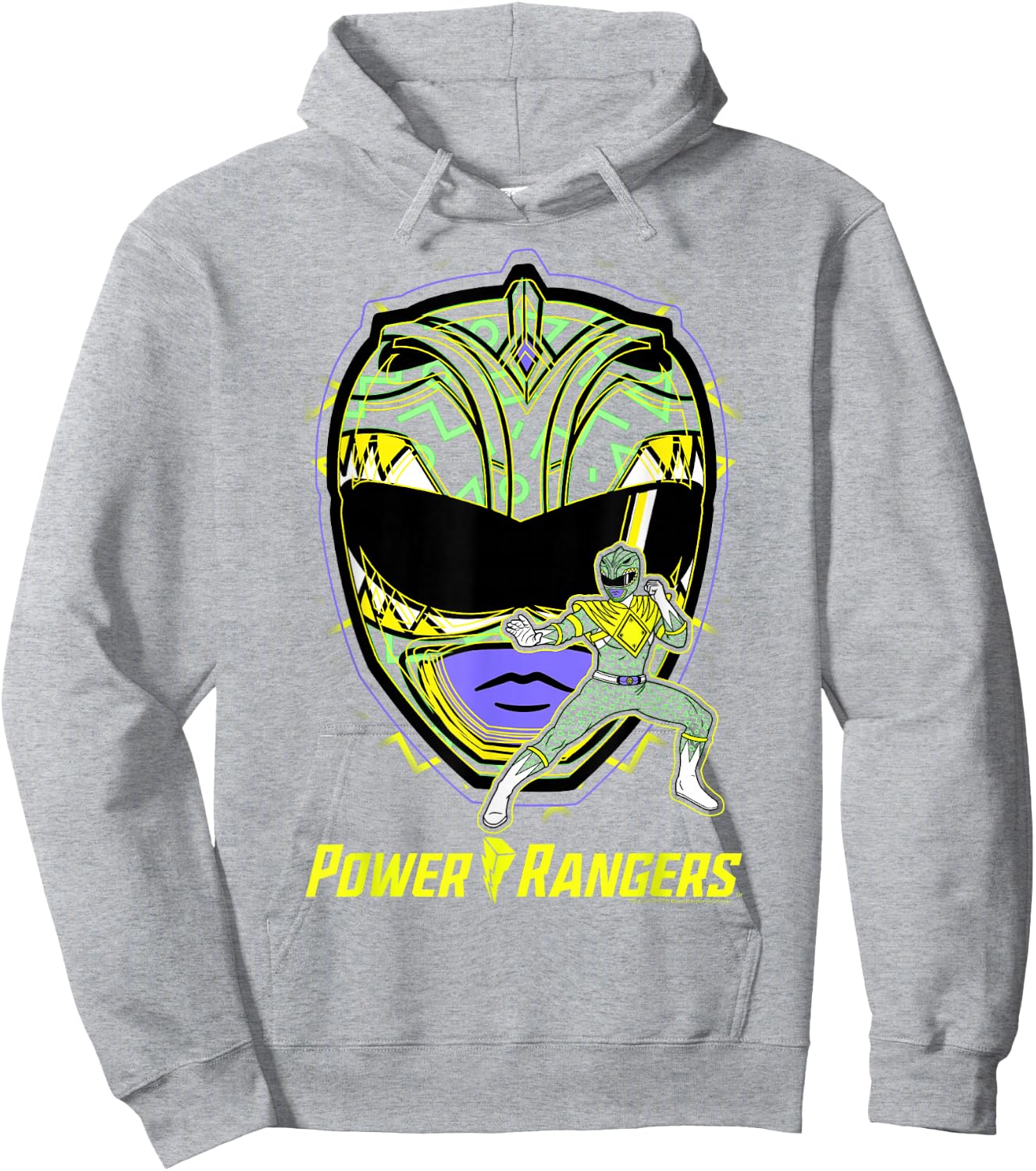 Power Rangers Green Ranger Icon Fill Helmet Silhouette Hoodie - Hoodie | Ash