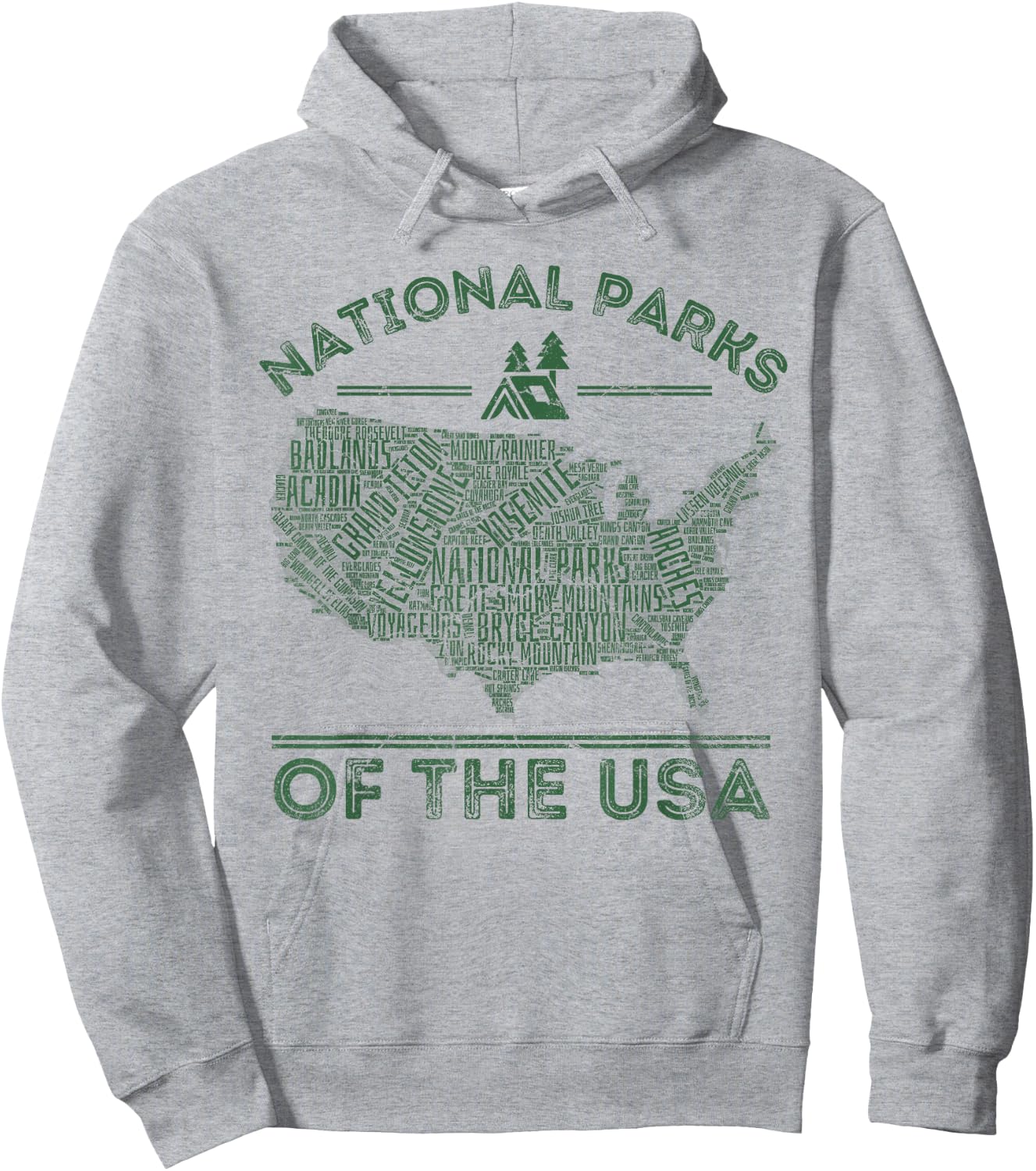 National Parks Map Hiking Travel Camping Outdoors Retro USA Hoodie - Hoodie | Ash