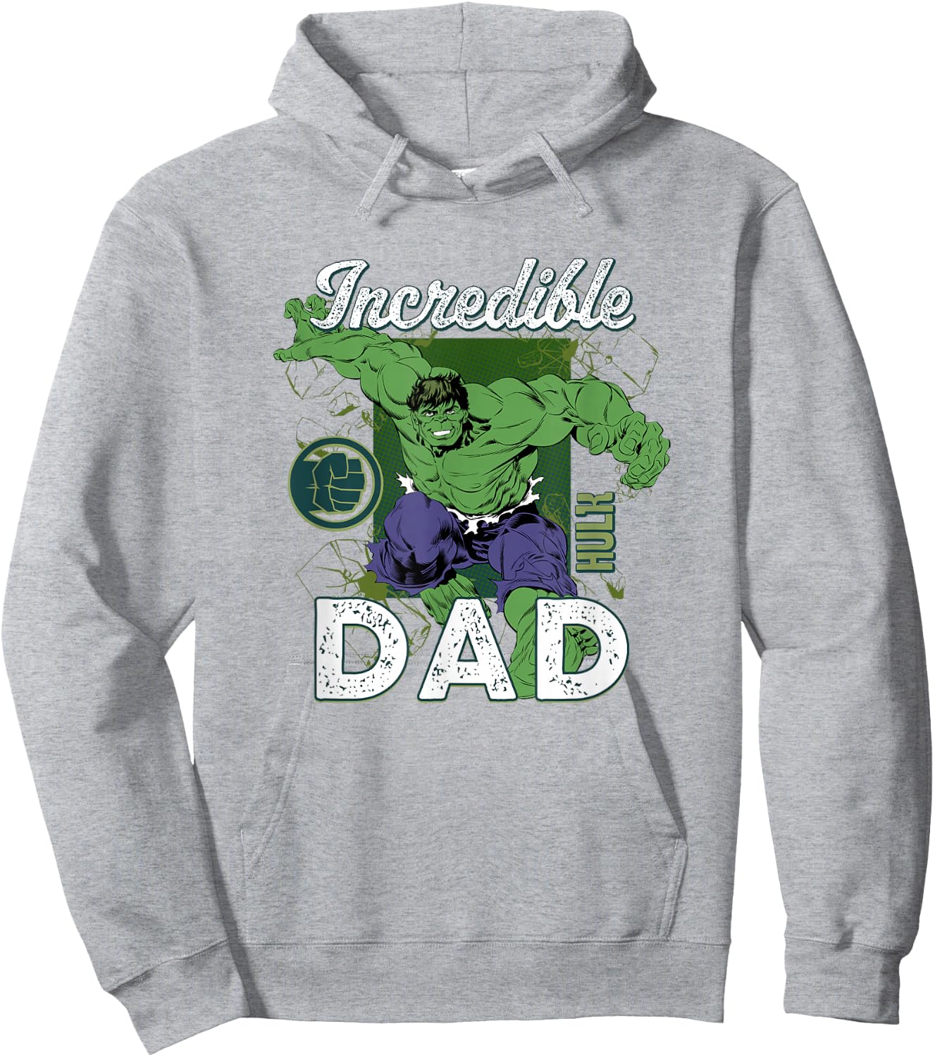 Marvel Comics Incredible Hulk Dad Father's Day Distressed Hoodie - Hoodie | Ash