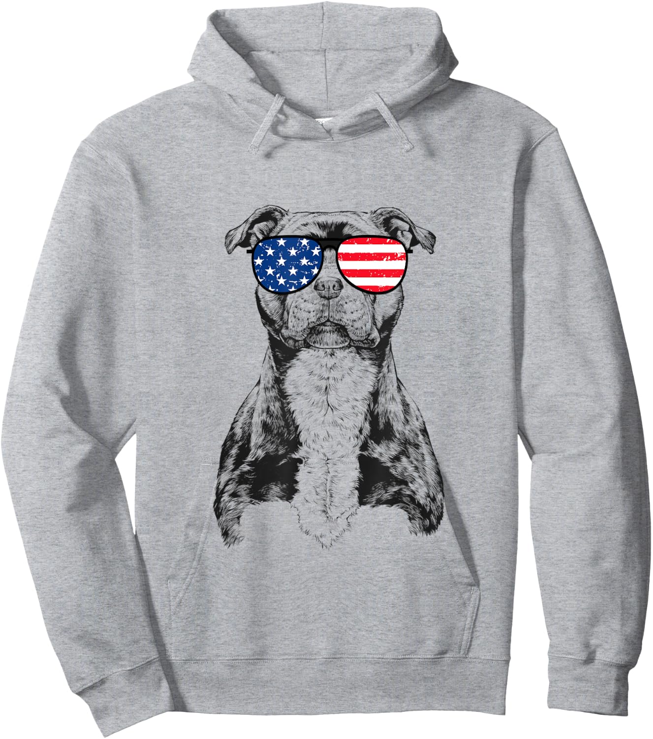 4th of July Stafford Staffy Dog Patriotic USA Sunglasses Kids Men Hoodie - Hoodie | Ash