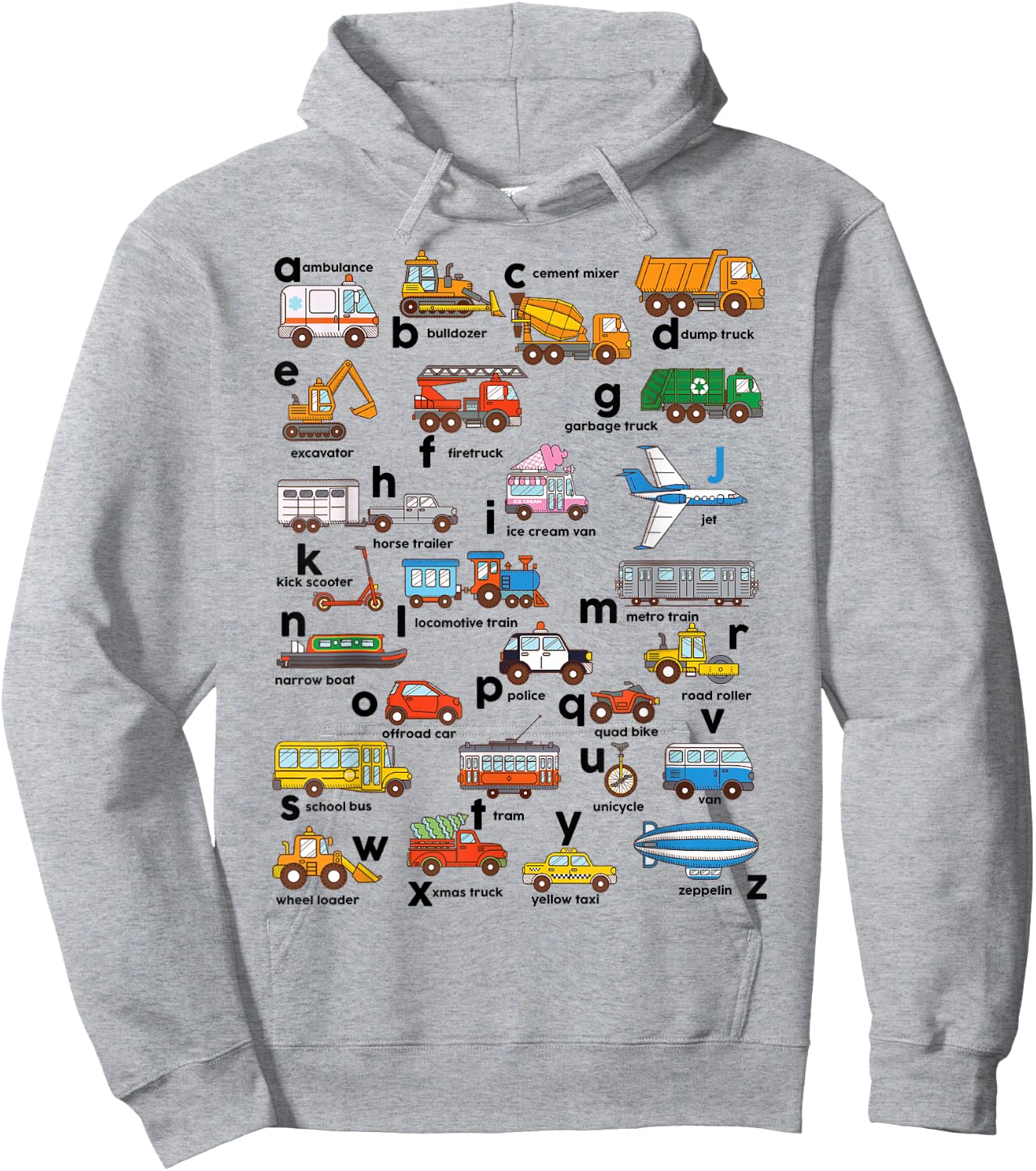 Truck-Shirt Construction Vehicles ABC Boys Men Women Toddler Hoodie - Hoodie | Ash