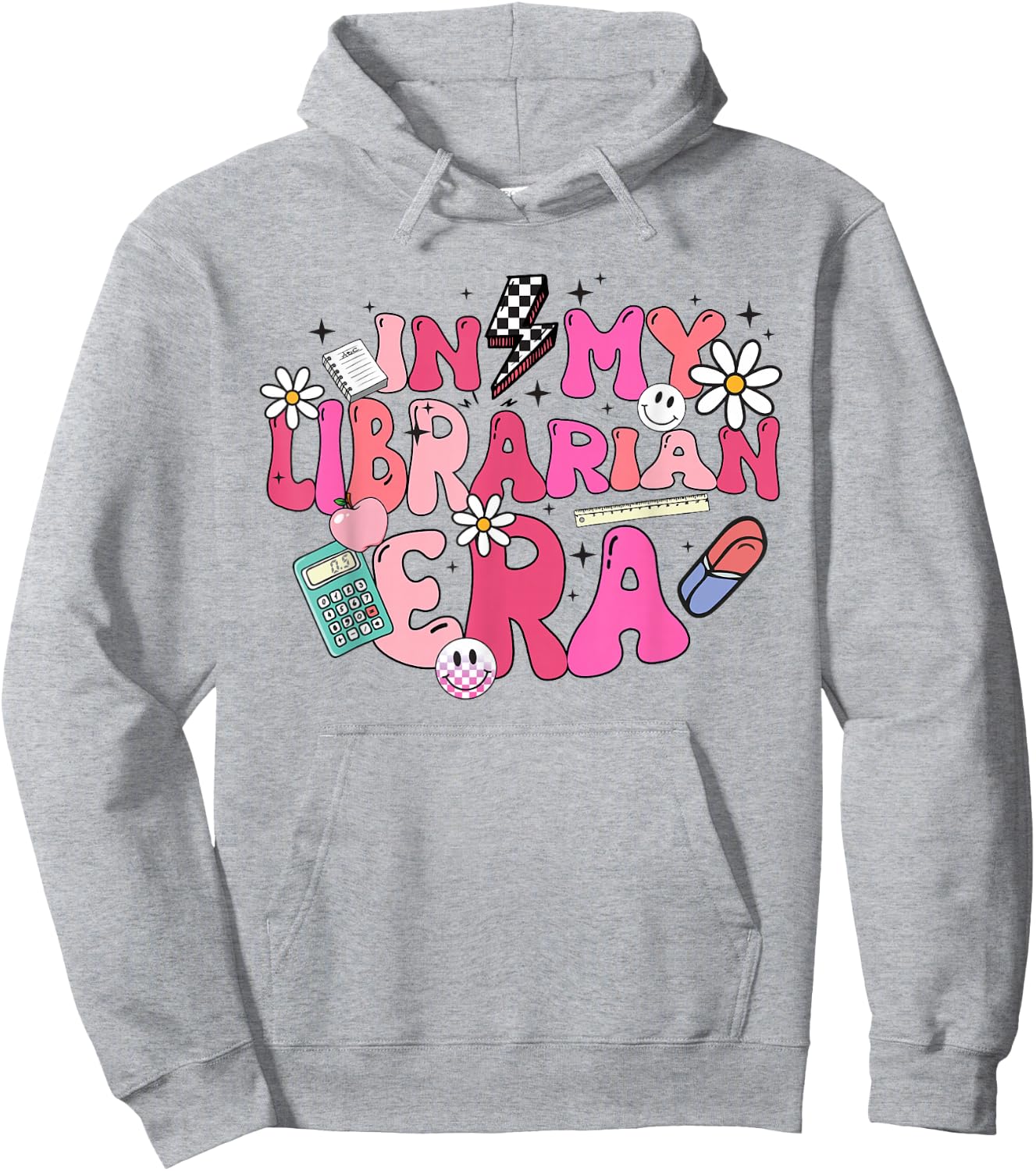 Retro Groovy In My Librarian Era Happy Back To School Hoodie - Hoodie | Ash