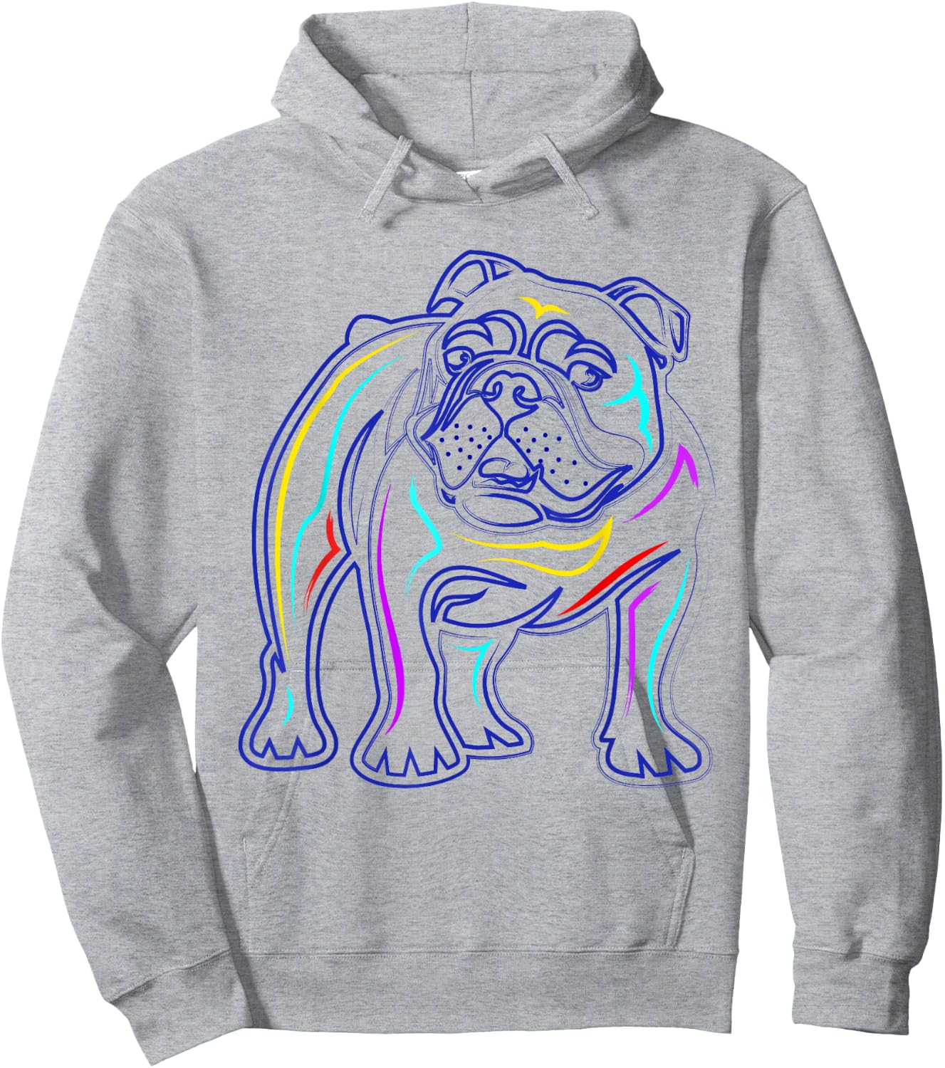 English Bulldog Lovers Shirts | Line Drawing Artsy Bulldog Hoodie - Hoodie | Ash