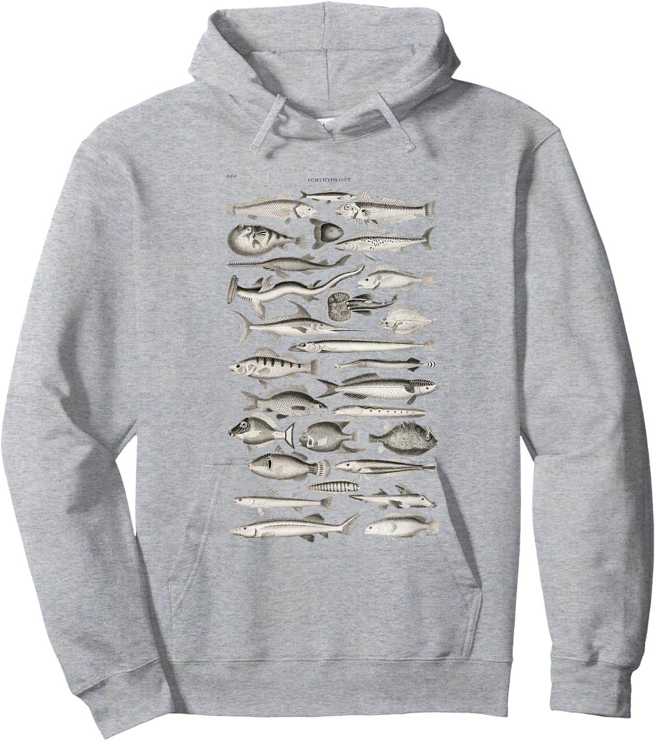 Ichthyology Fishes History Earth And Nature Sea Antique Art Hoodie - Hoodie | Ash