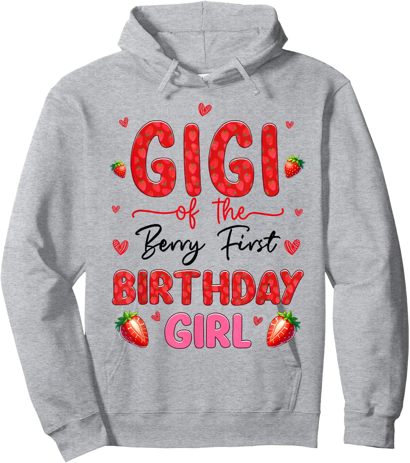 Gigi of The Berry Sweet First Birthday Strawberry Girl Hoodie - Hoodie | Ash