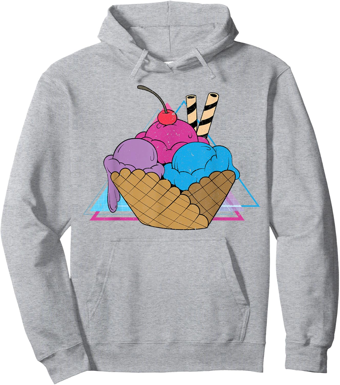 Ice Cream Lover 80s Vaporwave Art Summer Sweets Ice Cream Women Kids Hoodie - Hoodie | Ash