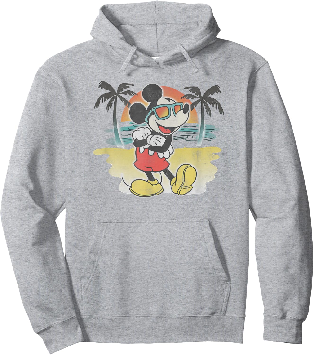 Disney Mickey Classic Mickey Beach Airbrushed Small Hoodie - Hoodie | Ash