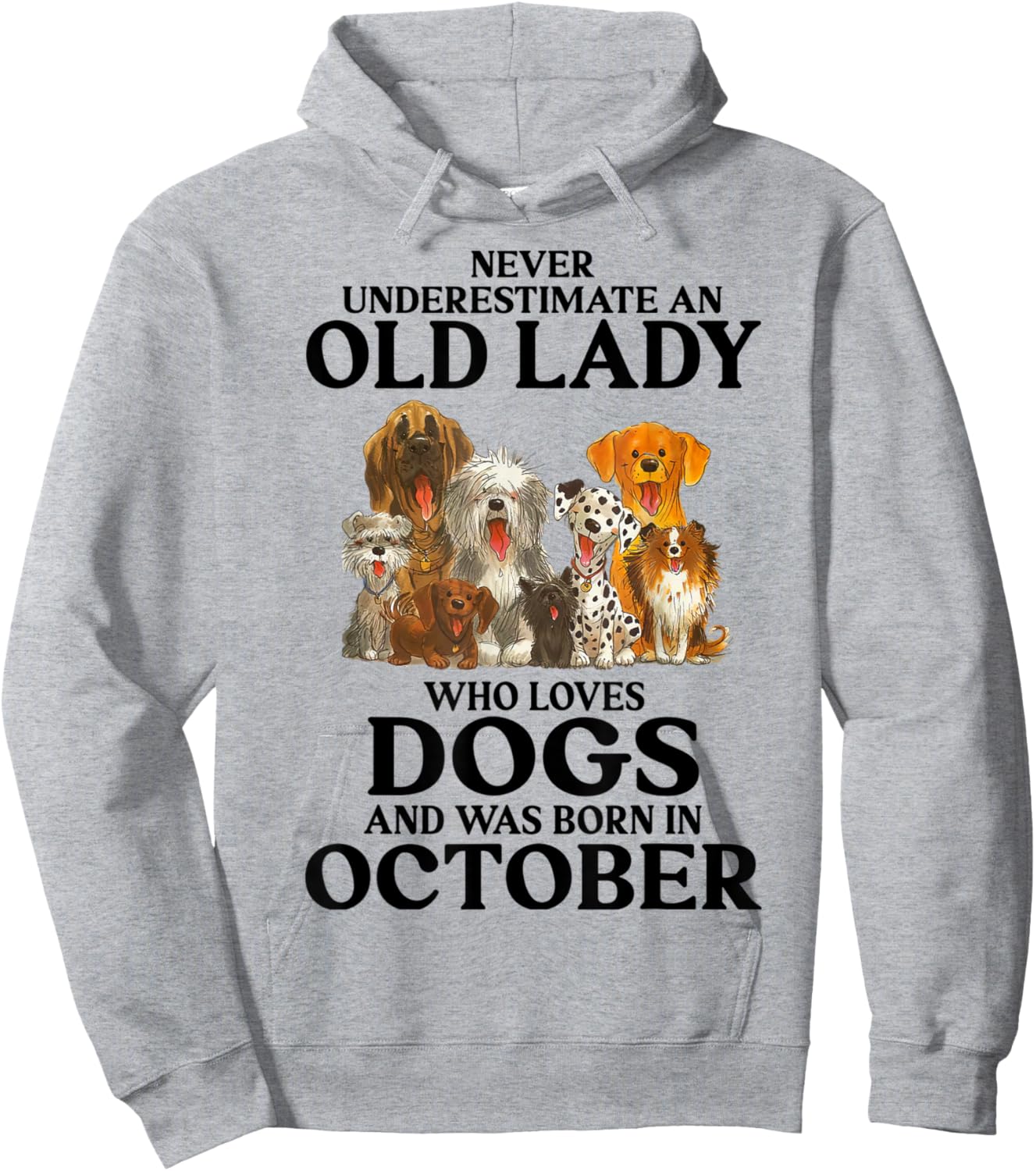 Never Underestimate An Old Lady Who Loves Dogs In October Hoodie - Hoodie | Ash