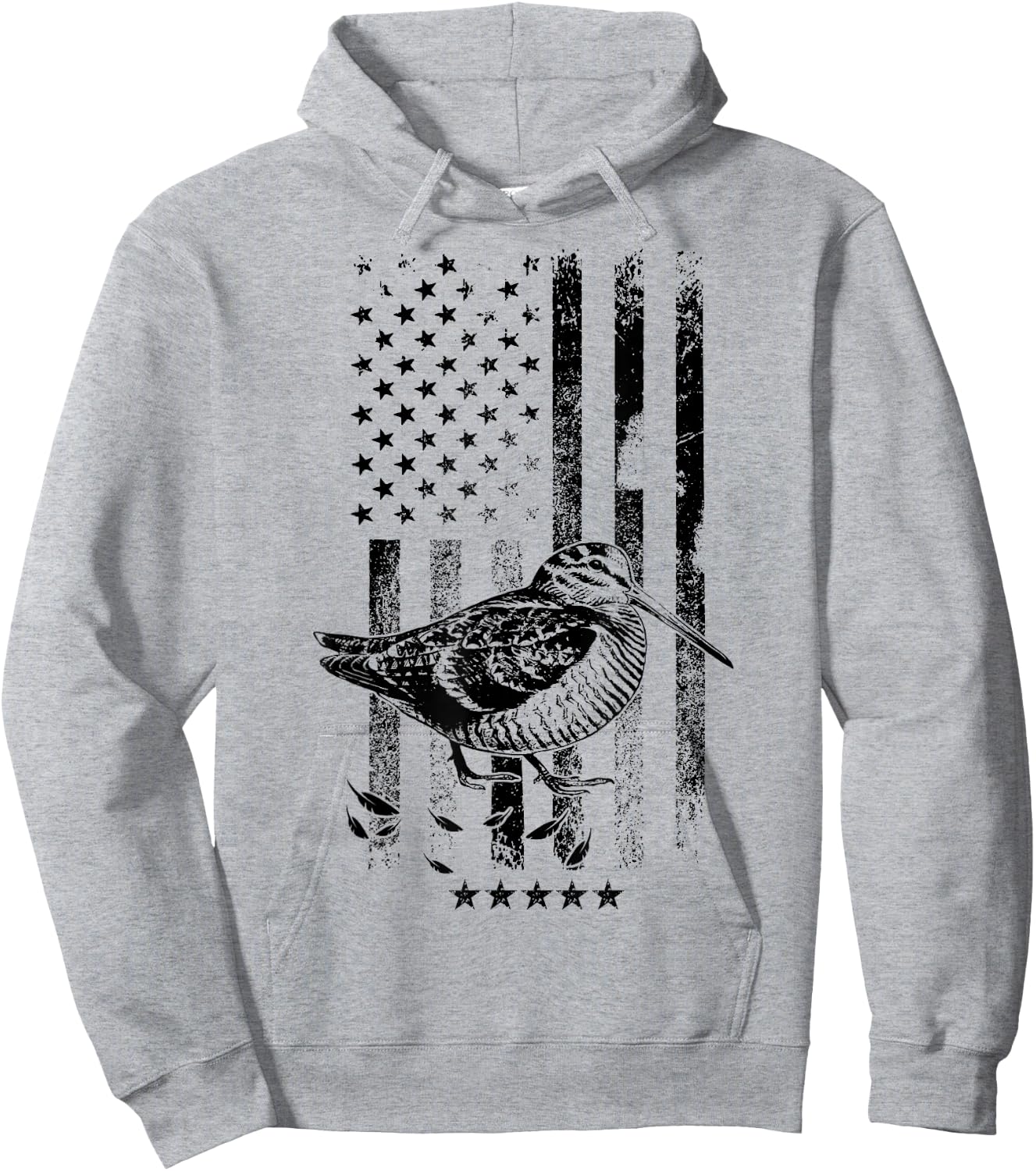 USA American Flag Hunters - Hunting Woodcock Bird Hoodie - Hoodie | Ash
