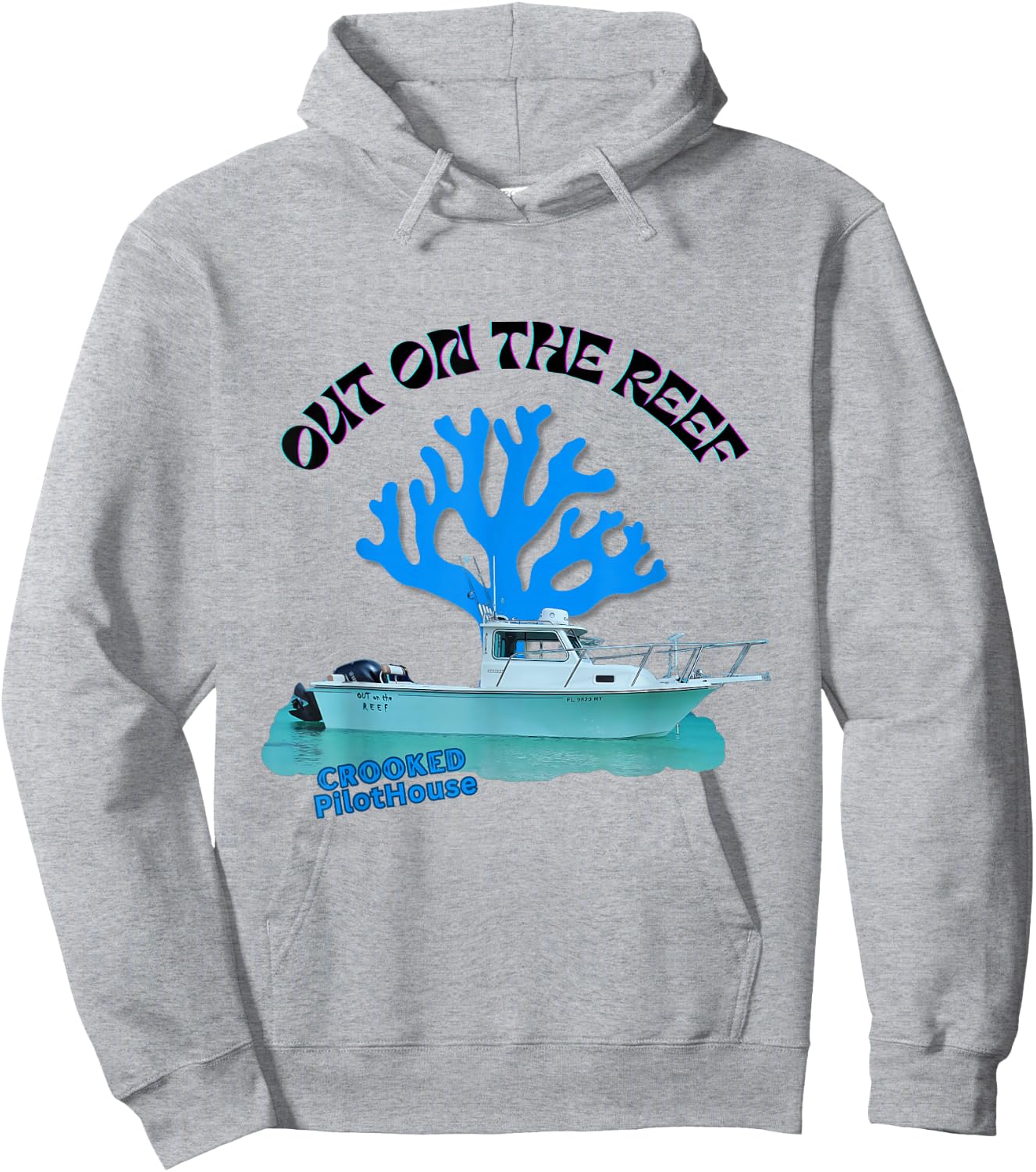 Boat pilot house with blue reef on the background Hoodie - Hoodie | Ash