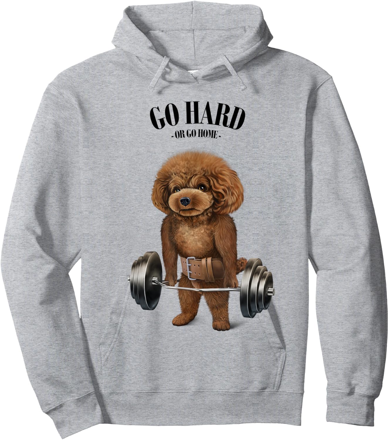 Poodle Dog Muscle Training with Barbell Shrug Bar Fitness Women Kids Hoodie - Hoodie | Ash