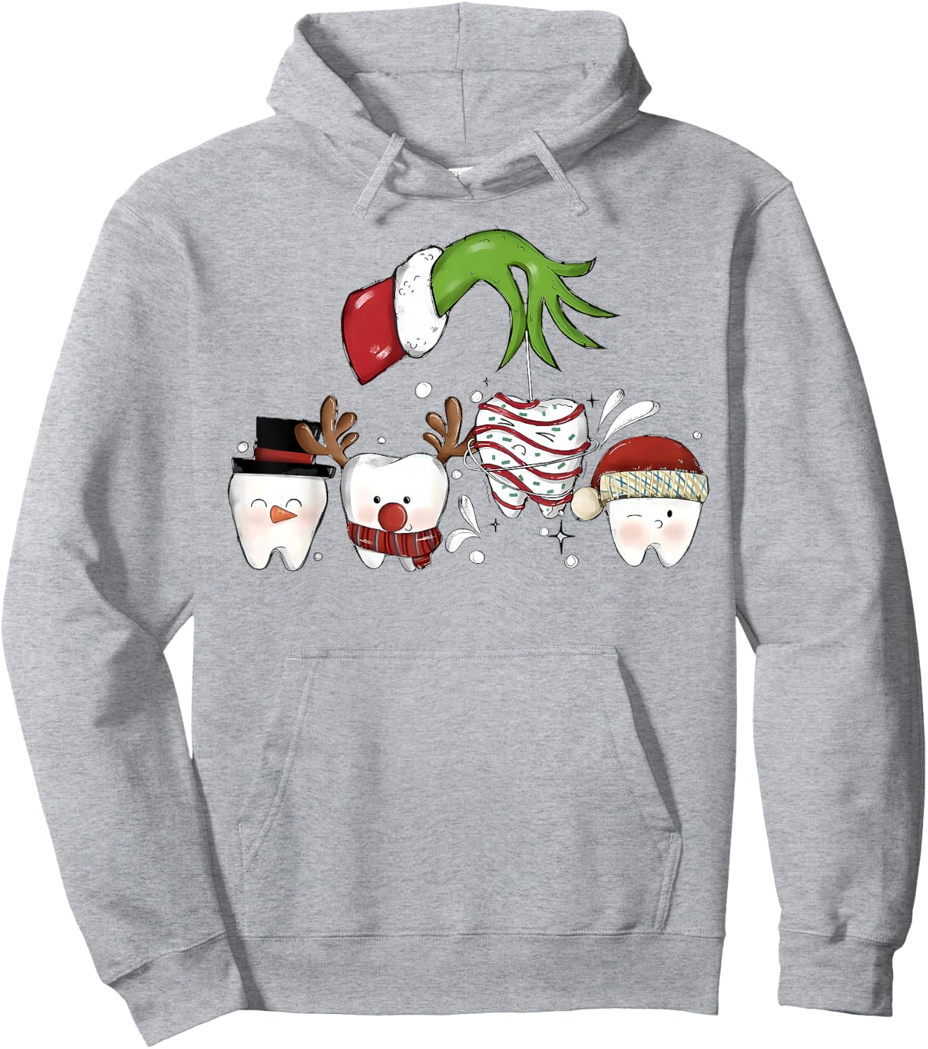 Christmas Teeth Dentist Xmas Reindeer Santa Holiday Pajamas Hoodie - Hoodie | Ash