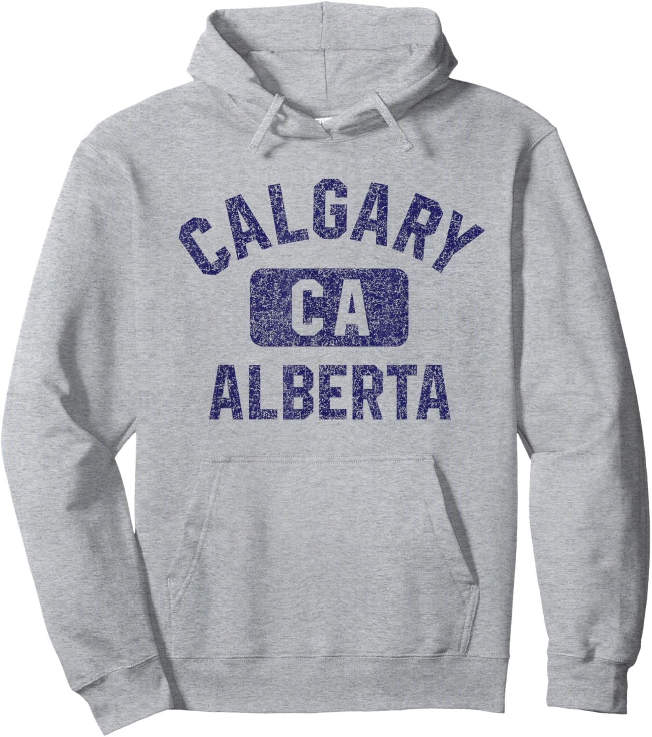 Calgary Alberta CA Gym Style Distressed Dark Blue Print Hoodie - Hoodie | Ash