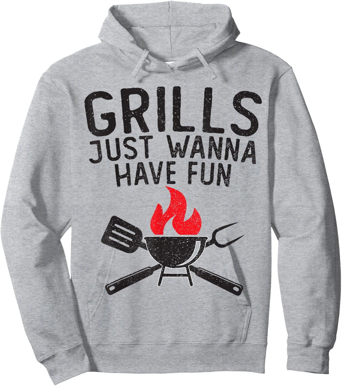 Grills Just Wanna Have Fun Funny Distressed Retro BBQ Hoodie - Hoodie | Ash