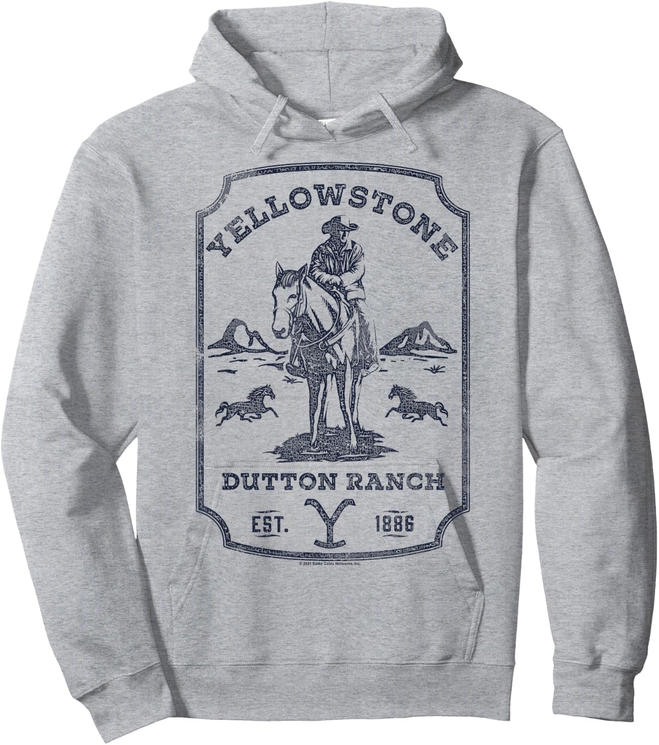 Yellowstone Dutton Ranch Blue Cowboy Western Logo Small Hoodie - Hoodie | Ash