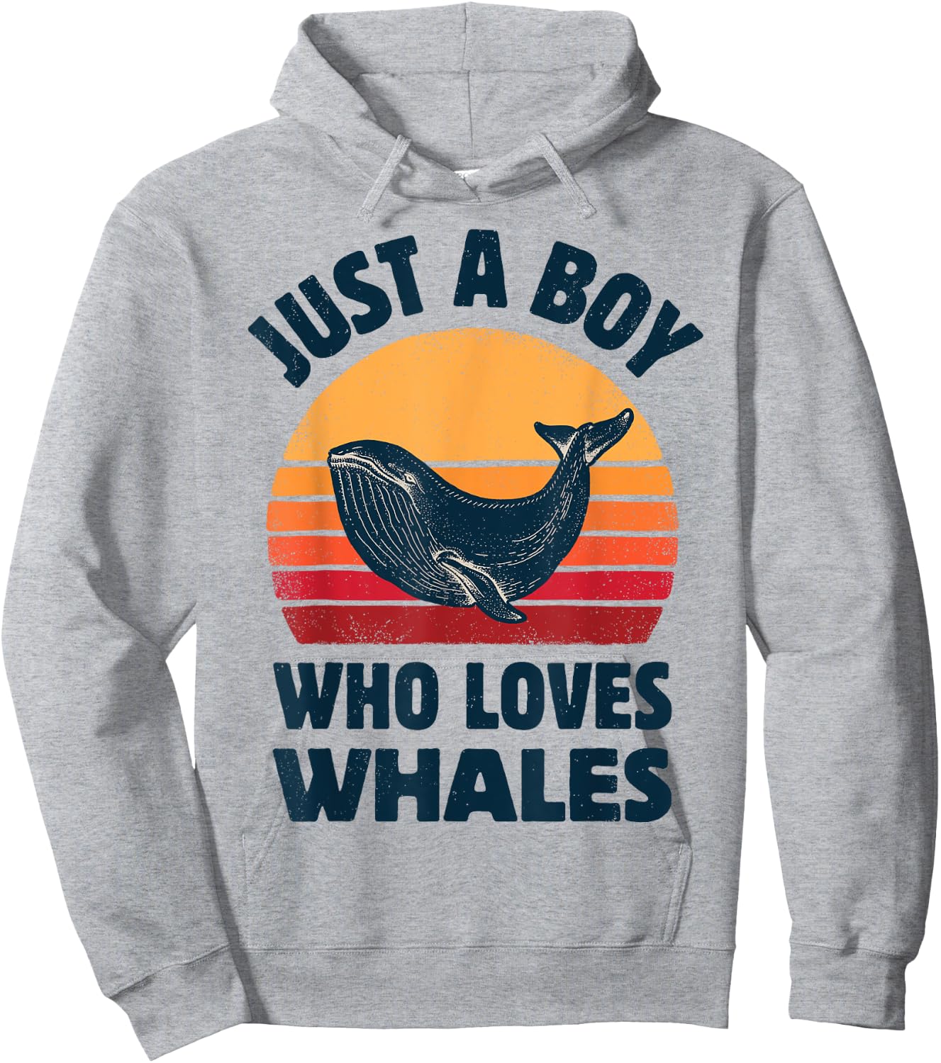 Whale Just A Boy Who Loves Sea Animals Retro Vintage Sunset Hoodie - Hoodie | Ash