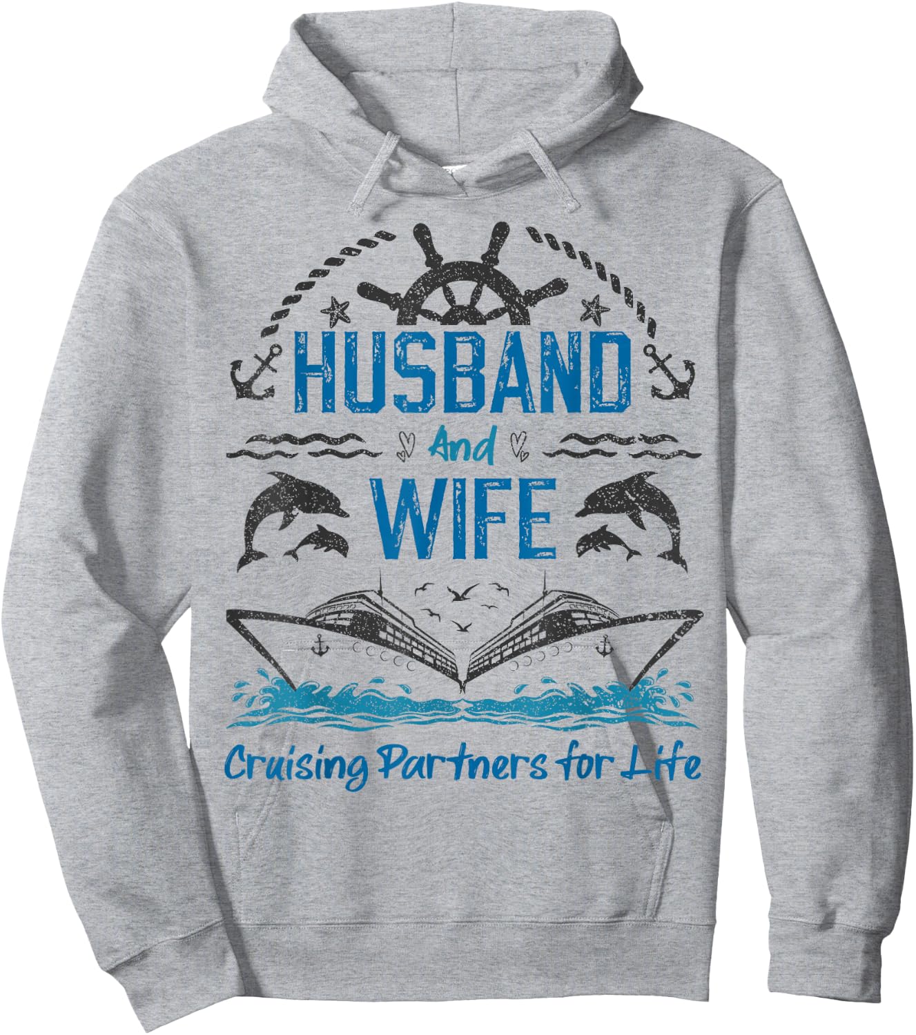 Husband and Wife Cruising Partners for Life for Couples Hoodie - Hoodie | Ash