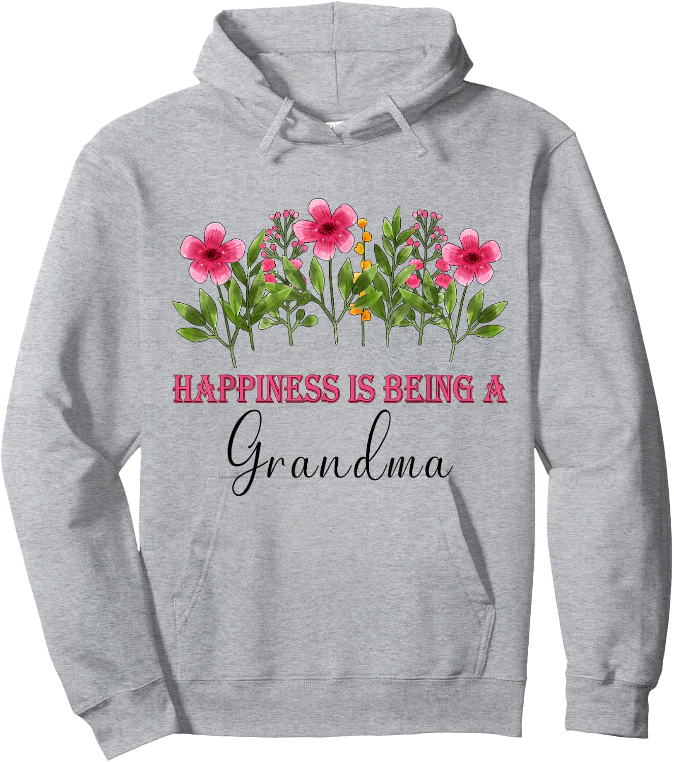 Happiness Is Being A Grandma Flower Mother's Day Hoodie - Hoodie | Ash