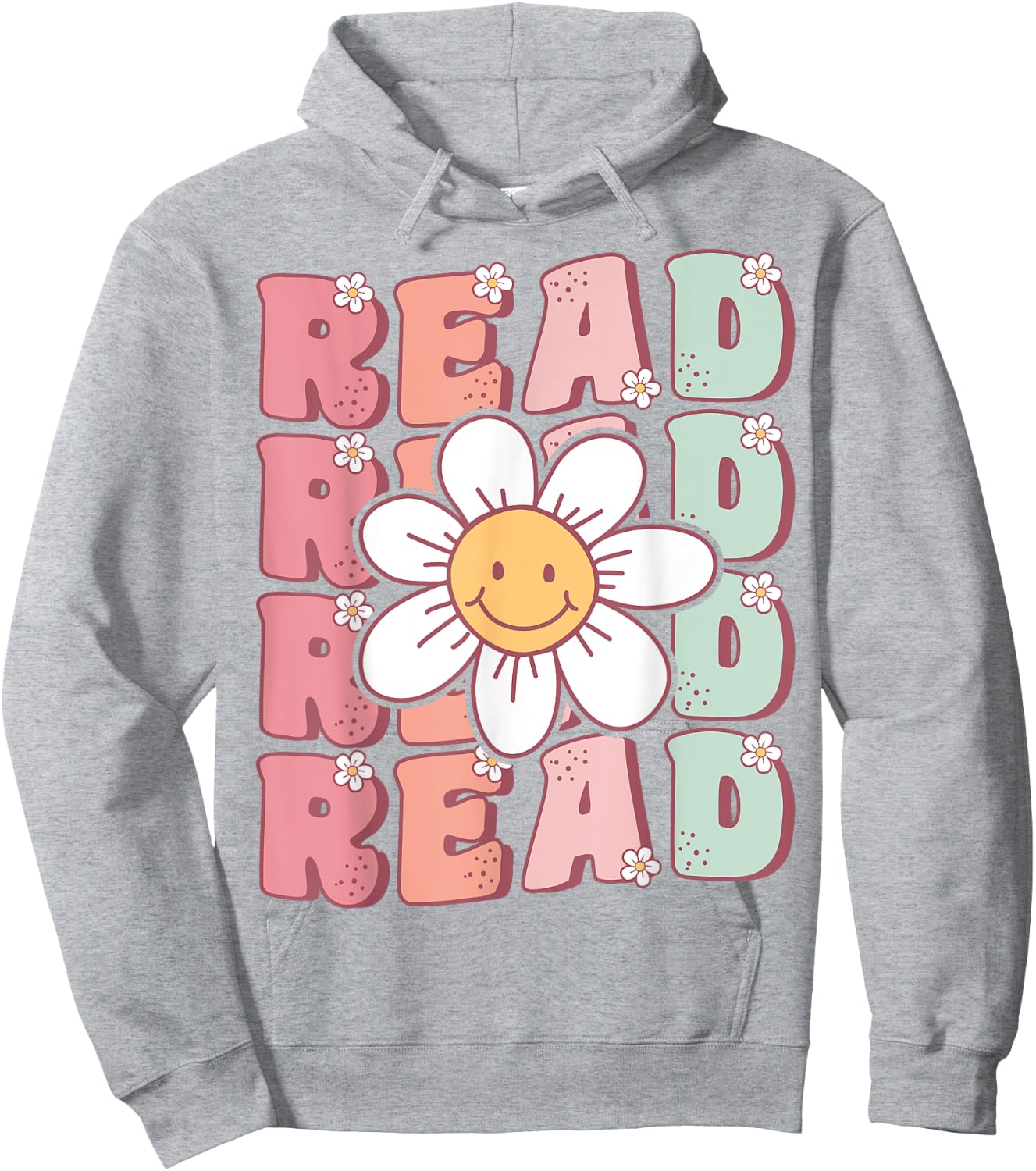 Groovy Book Reader Retro Cute Daisy Flower Book Lover Hoodie - Hoodie | Ash