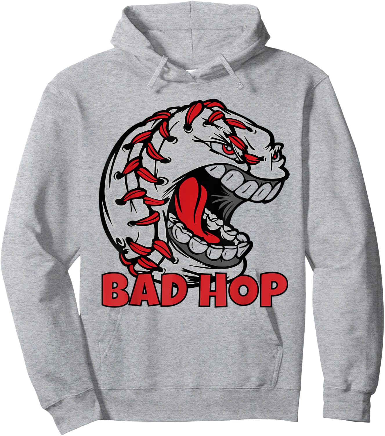 Bad Hop Graphic Baseball with Quotes Slang Baseball Seams Hoodie - Hoodie | Ash