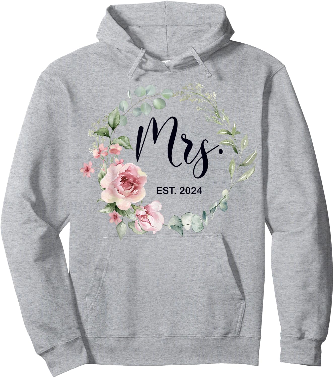 Mrs. Est. 2024 Just Married Wedding Wife Mr & Mrs Women Hoodie - Hoodie | Ash
