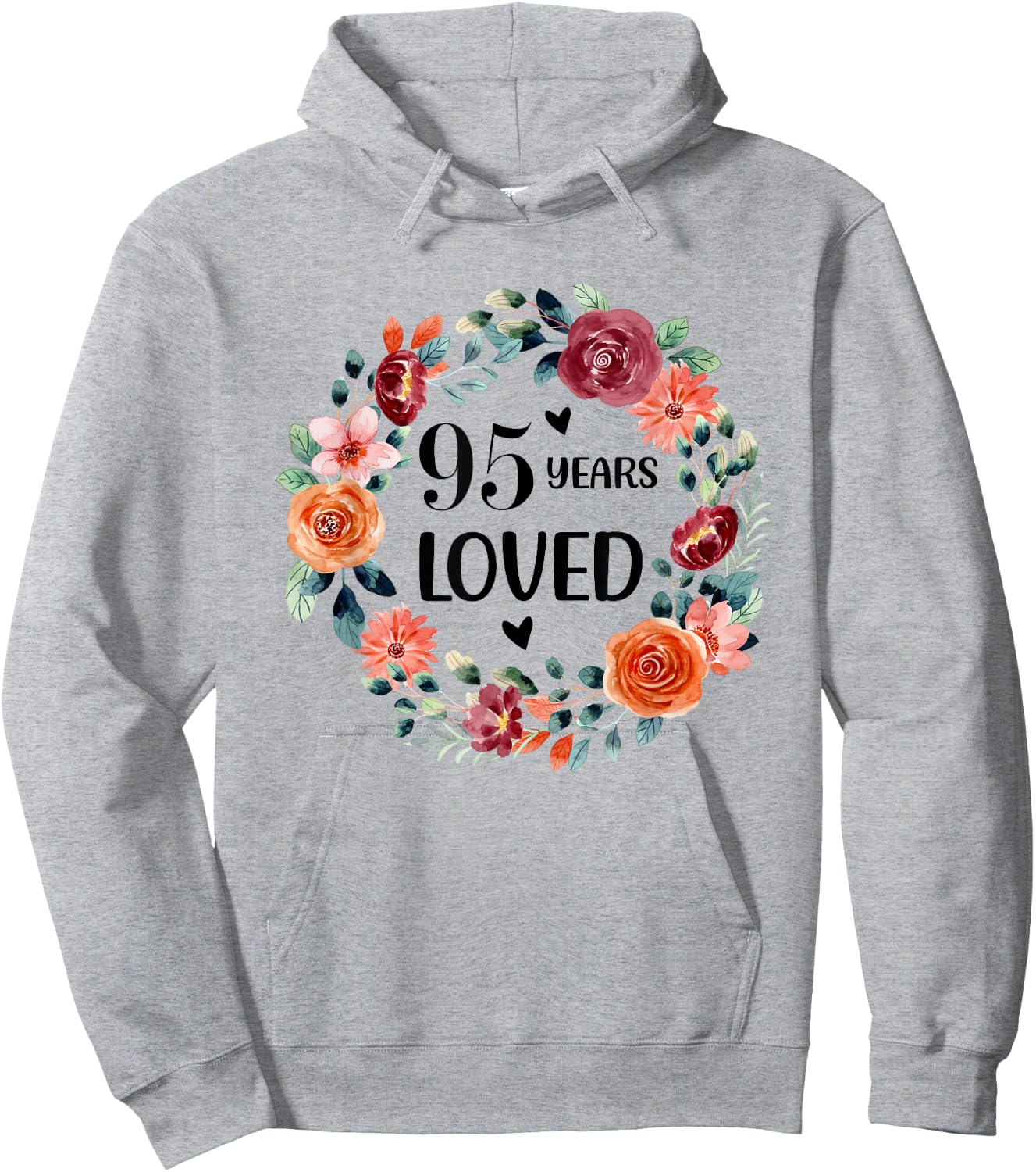 95 Years Loved Mom Grandma 95 Years Old Birthday Hoodie - Hoodie | Ash