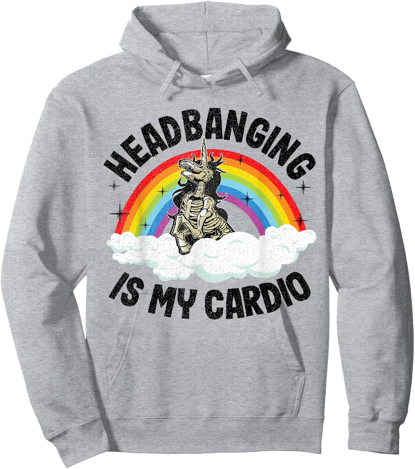 Headbanging Is My Cardio Unicorn Rainbow Funny Death Metal Hoodie - Hoodie | Ash