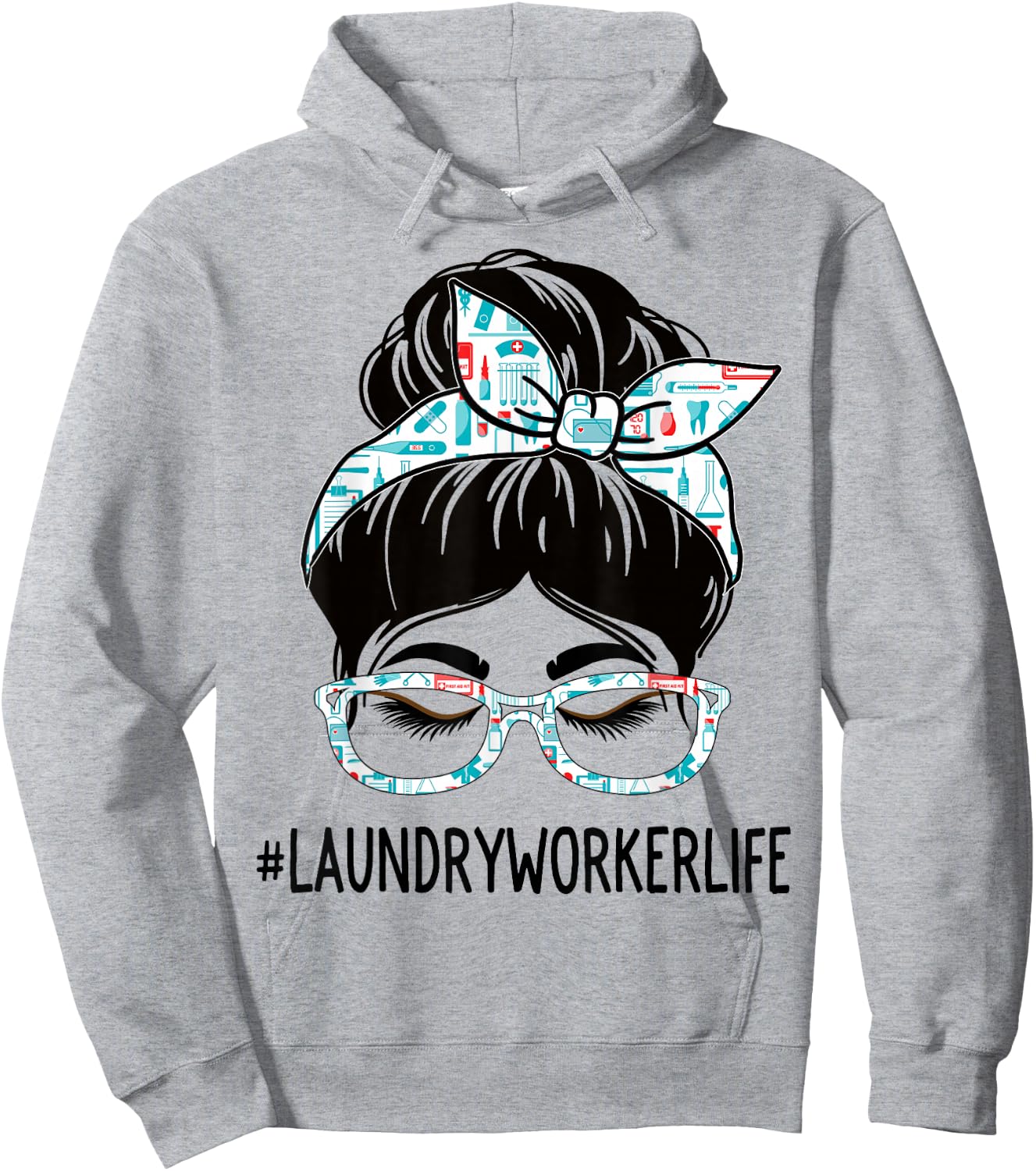 Laundry Worker Week Appreciation Women Messy Bun For Work Hoodie - Hoodie | Ash