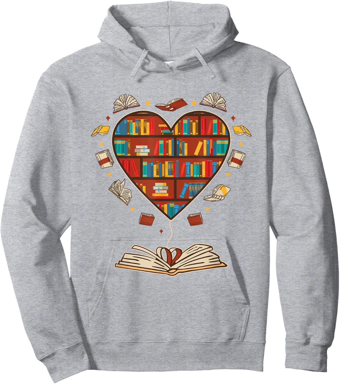 Heart Shape Librarian Themed Book Club Reading Book Lovers Hoodie - Hoodie | Ash