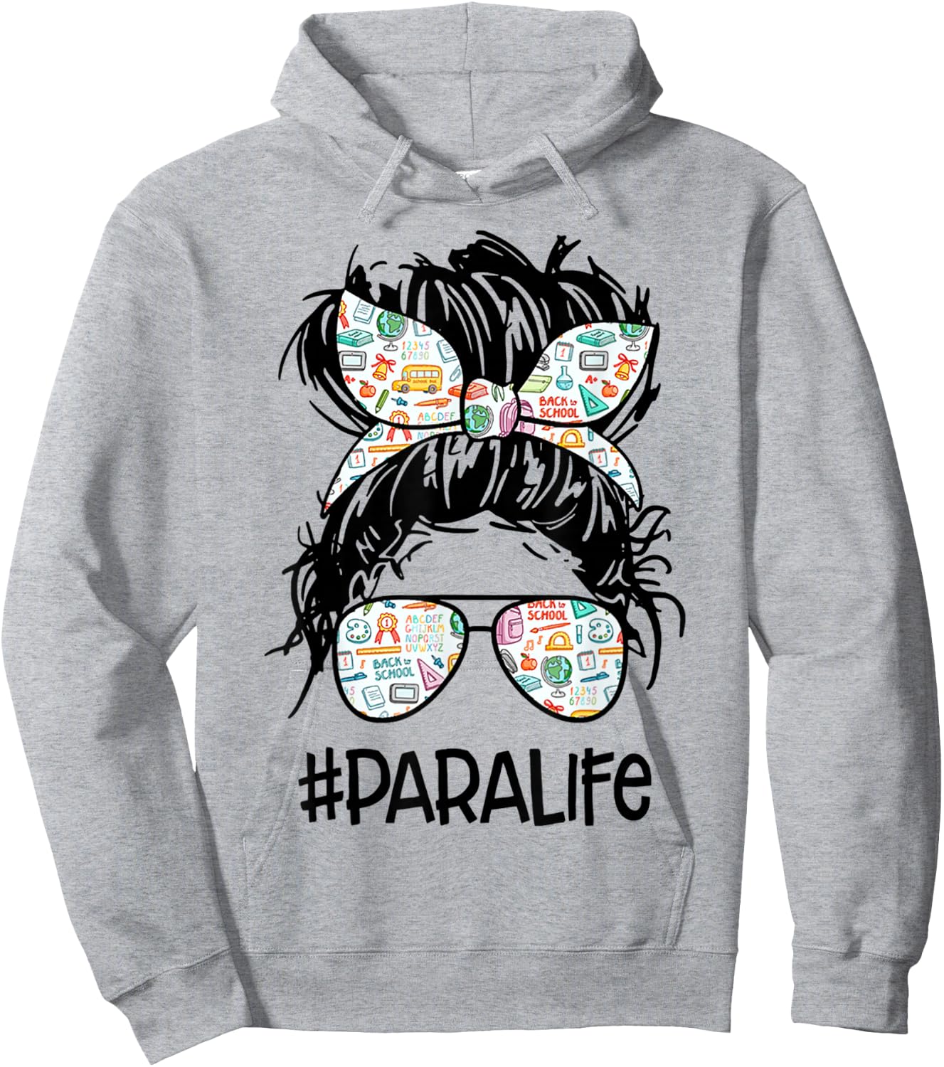 Teacher para Life Paraprofessional Cute Messy Bun Small Hoodie - Hoodie | Ash