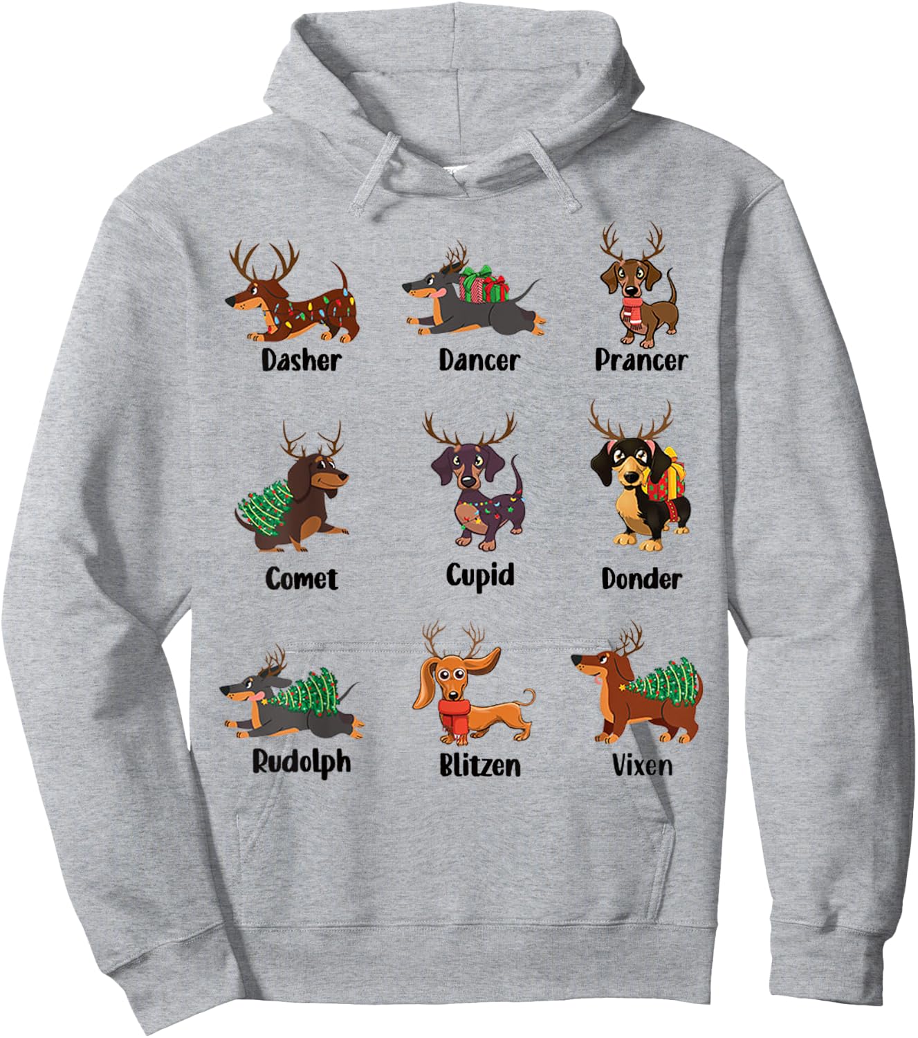 Funny Dachshund Names For Christmas Dancer . Dasher Hoodie - Hoodie | Ash