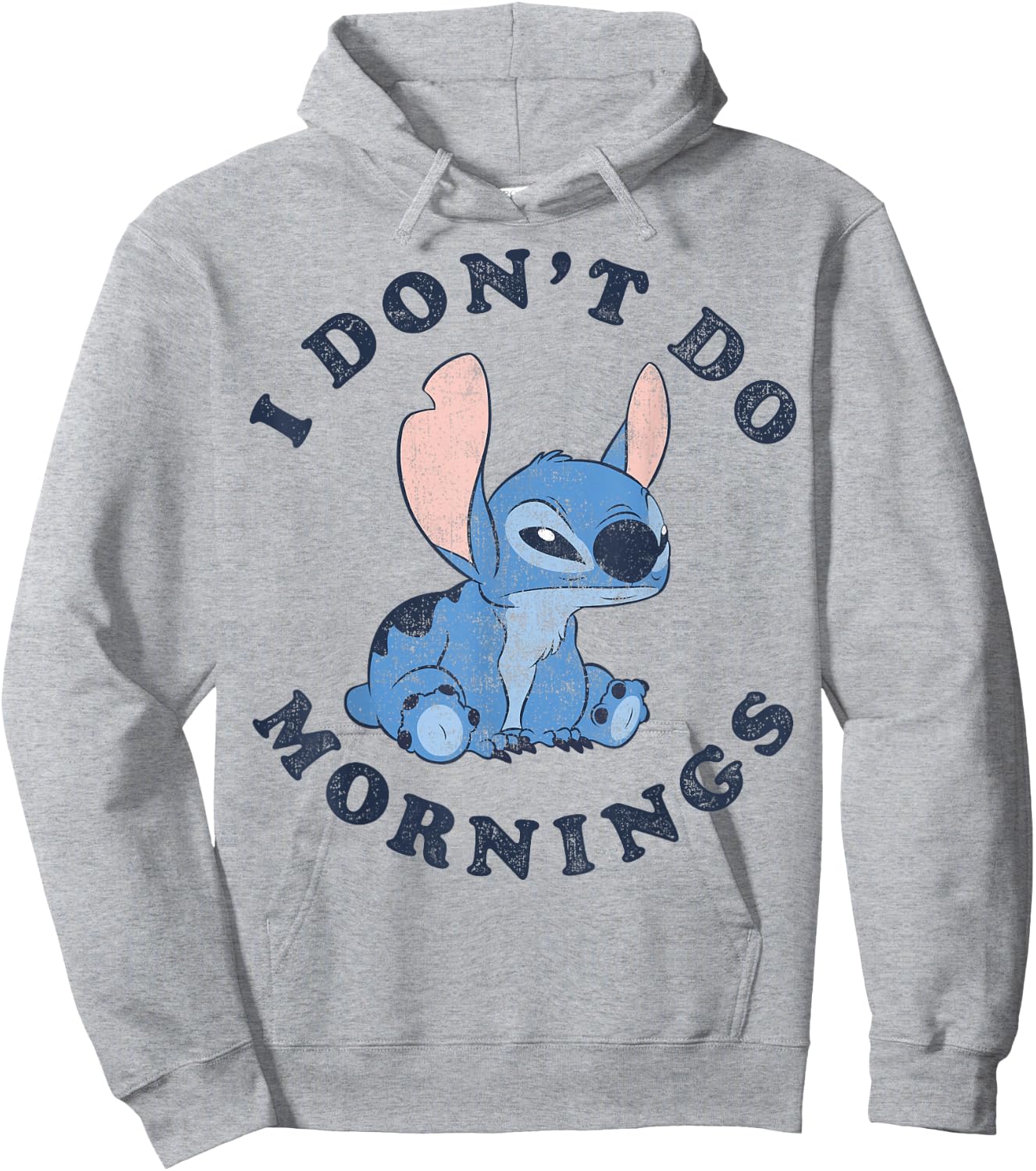 Disney Lilo & Stitch I Don't Do Mornings Distressed V2 Hoodie - Hoodie | Ash