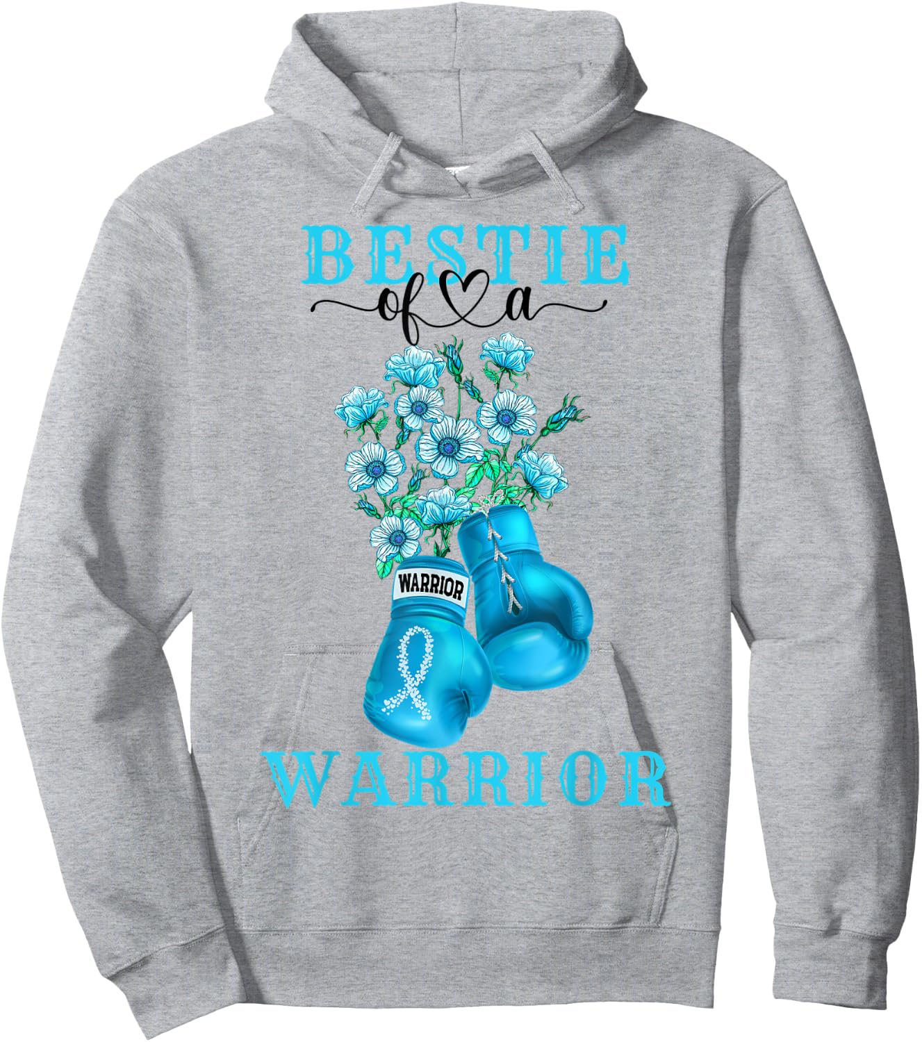 Bestie Of A Warrior Cervical Cancer Awareness Support Squad Hoodie - Hoodie | Ash