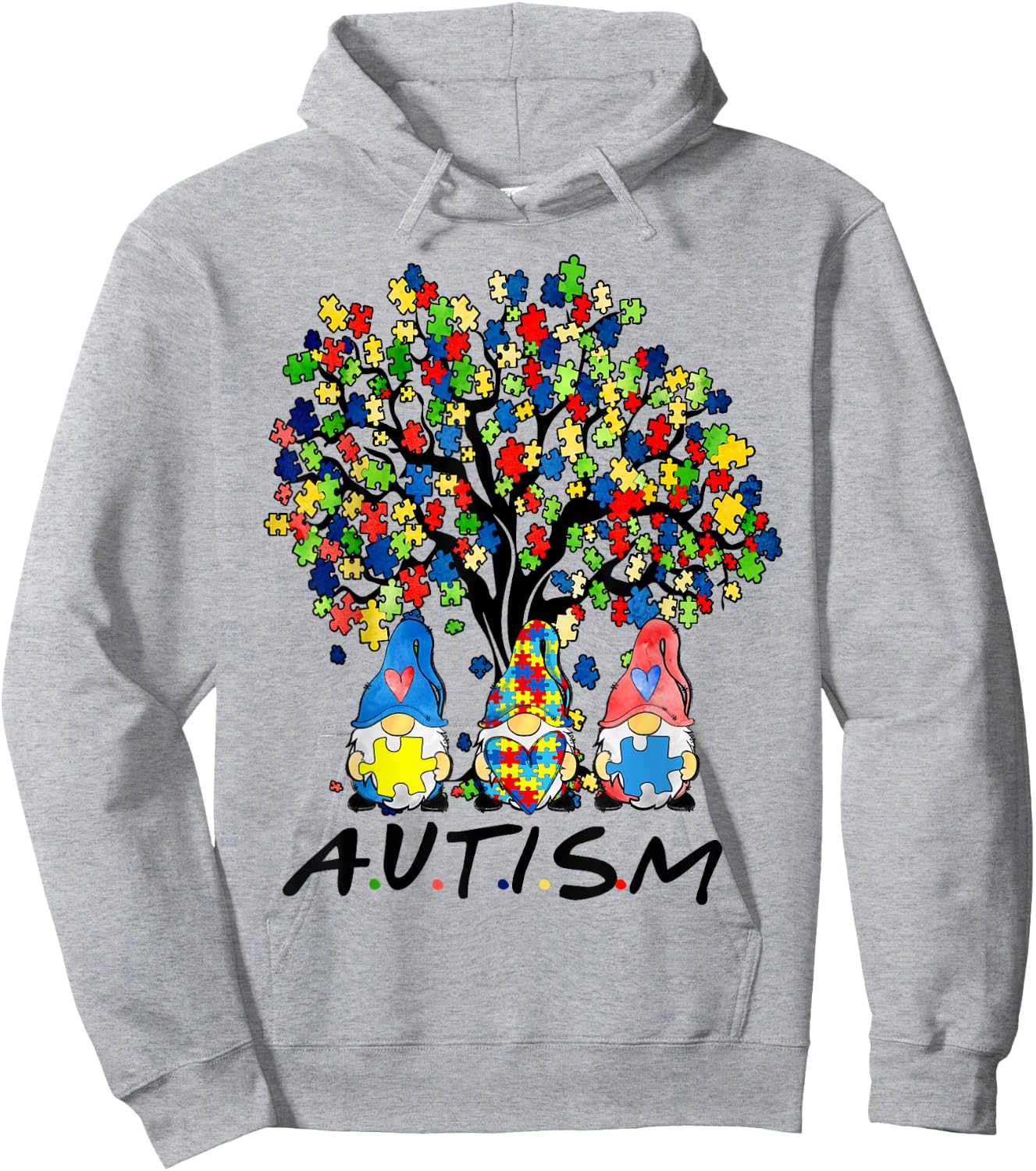 Autism Gnome Awareness Gnomes Men Women Boys Girls Tree Hoodie - Hoodie | Ash