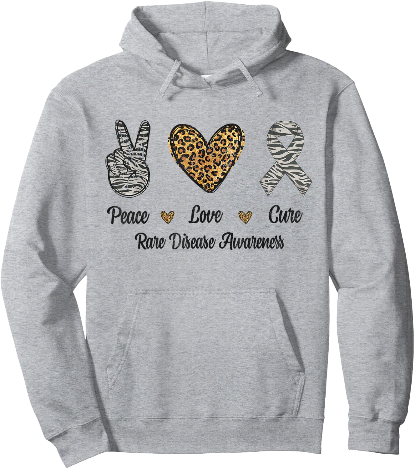 Peace Love Cure Rare Disease Awareness Support Leopard Men Hoodie - Hoodie | Ash