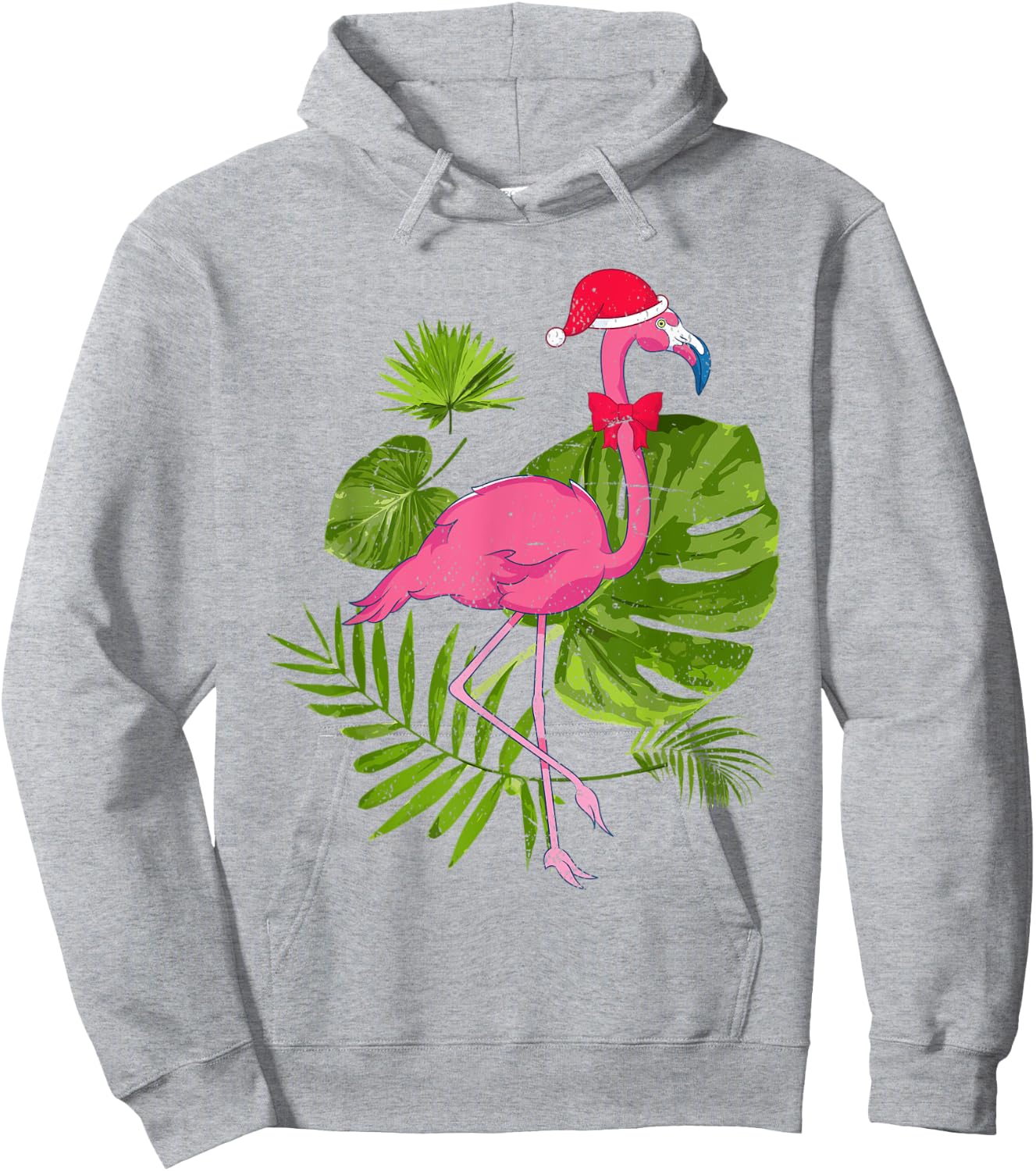 Tropical Santa Hat Flamingo Hawaii Summer Christmas In July Men Women Kids Hoodie - Hoodie | Ash